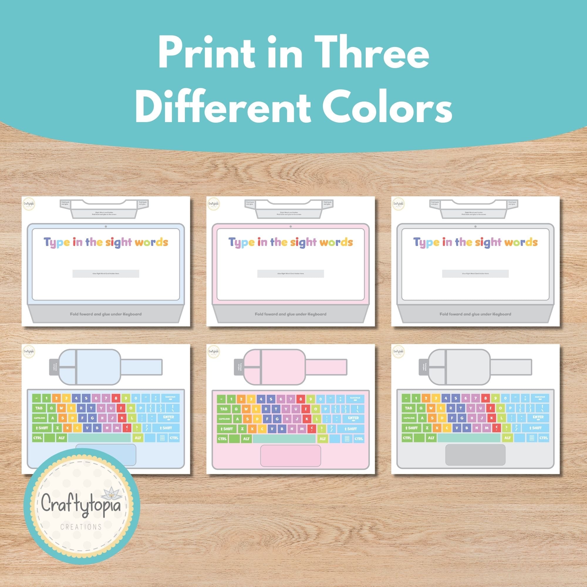 Printable Sight Words Laptop Kids Activity