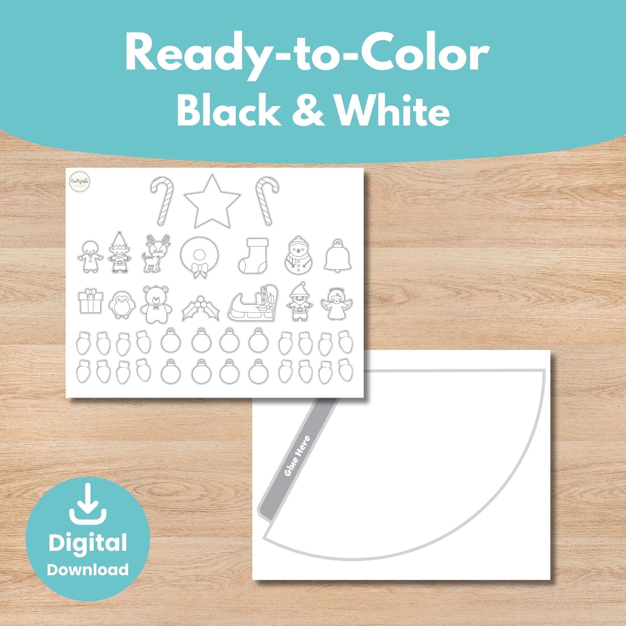 Printable Christmas Tree Hat Craft Kids Activity for coloring