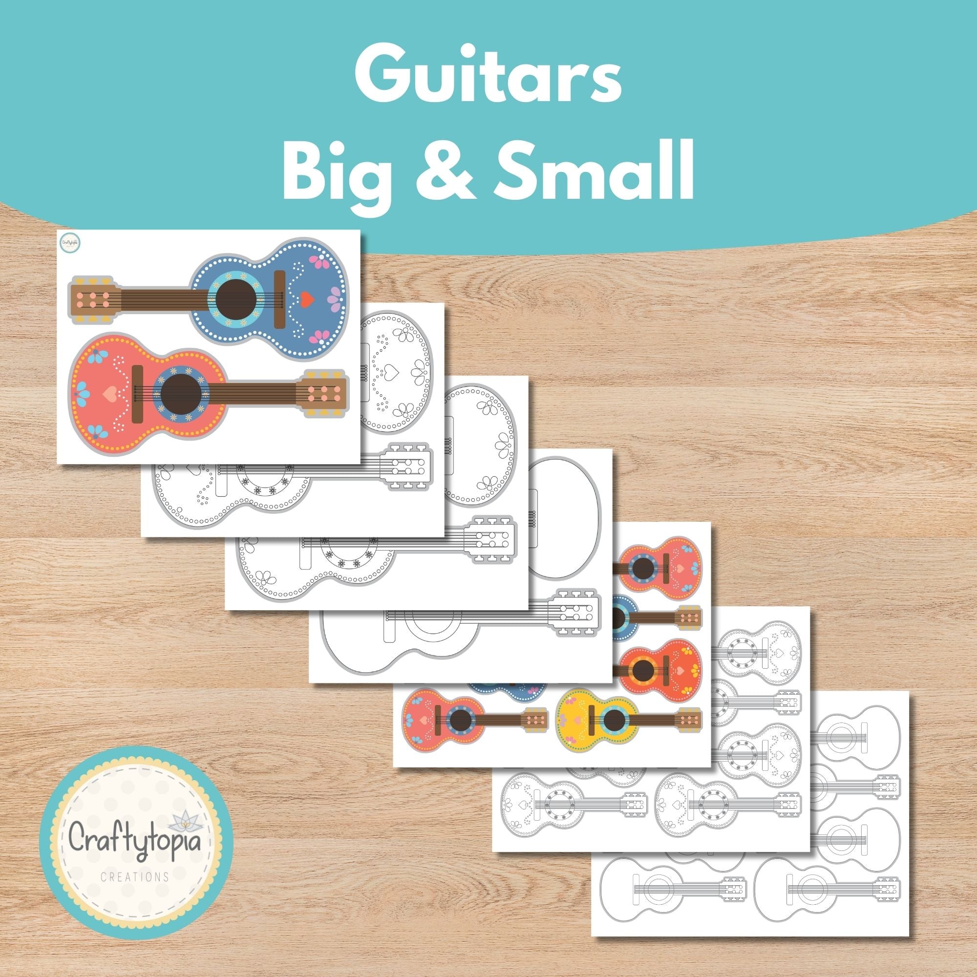 Printable Pin the Guitar – Día de los Muertos Game for Kids