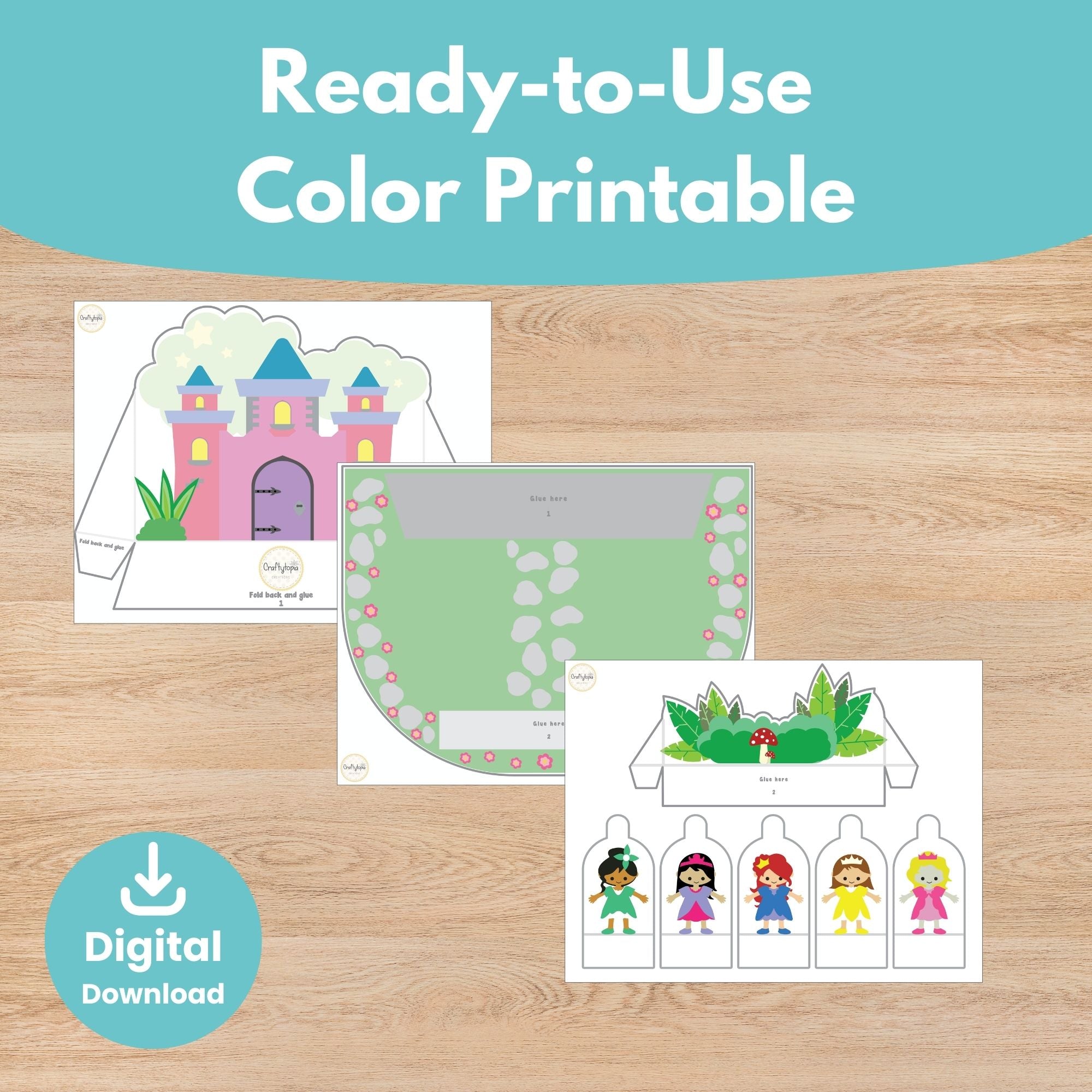 Printable Princess Puppets 3D Scene Kids Activity