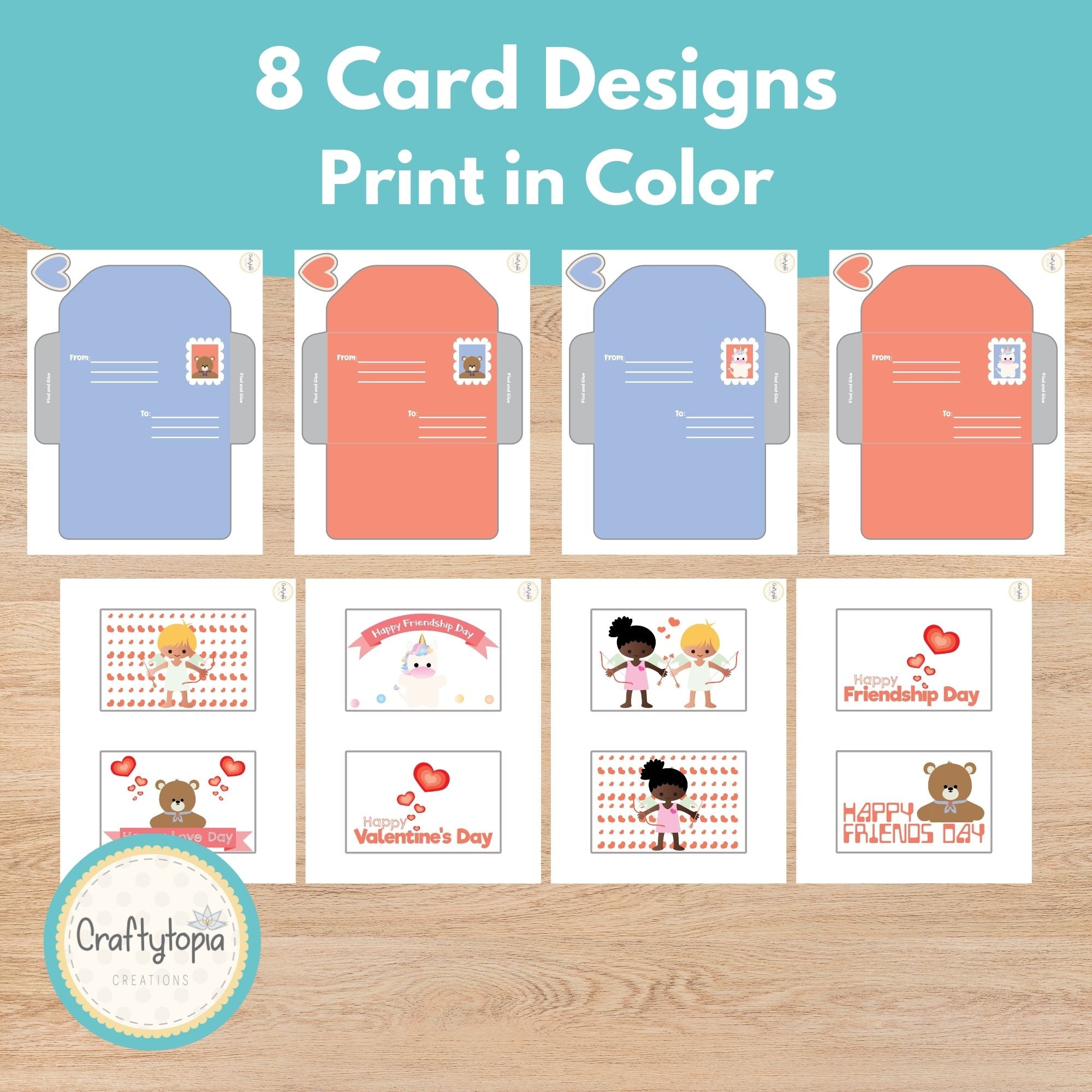Printable Valentine Cards with Envelopes Kids Activity