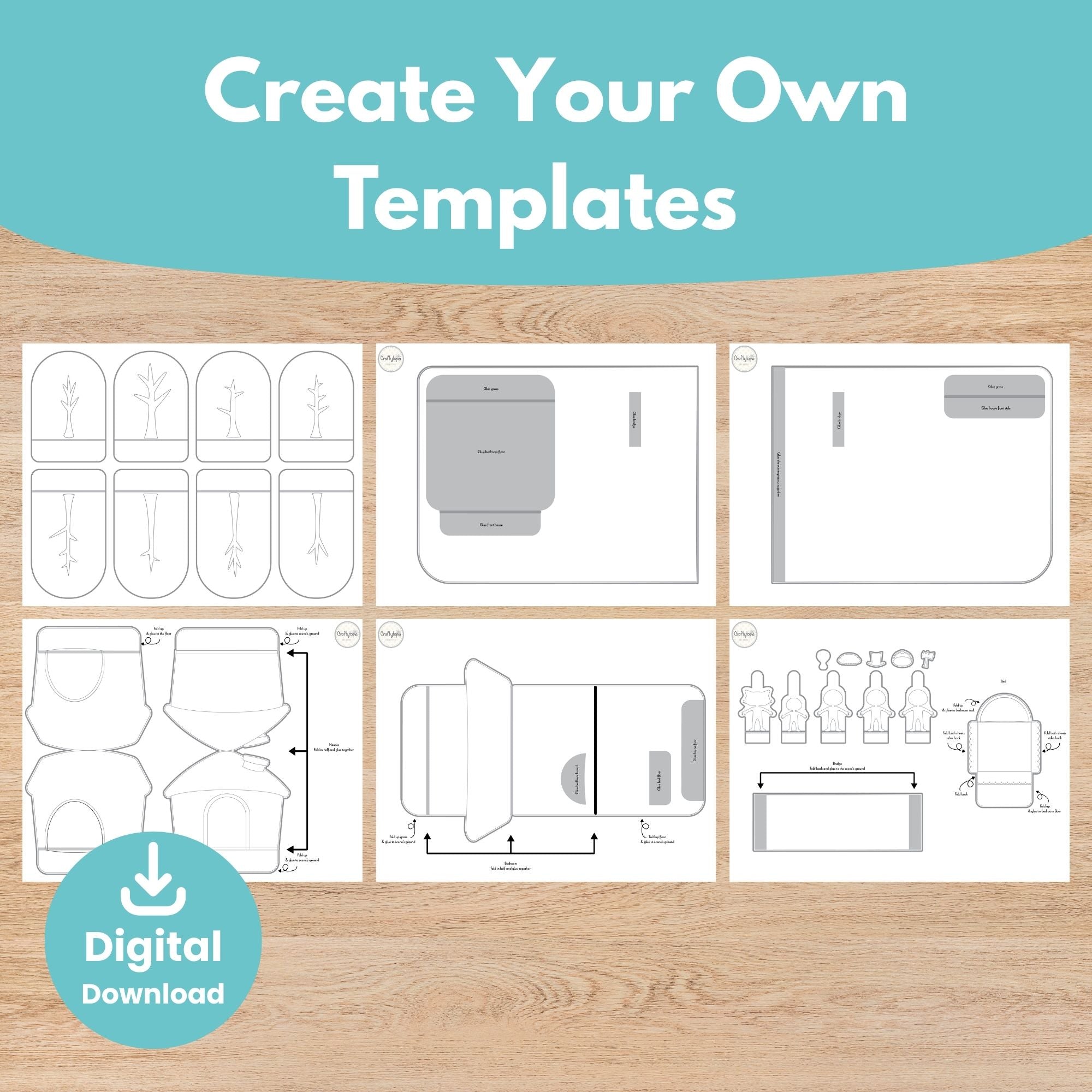 Printable Little Red Riding Hood Scene Puppets Kids Activity templates