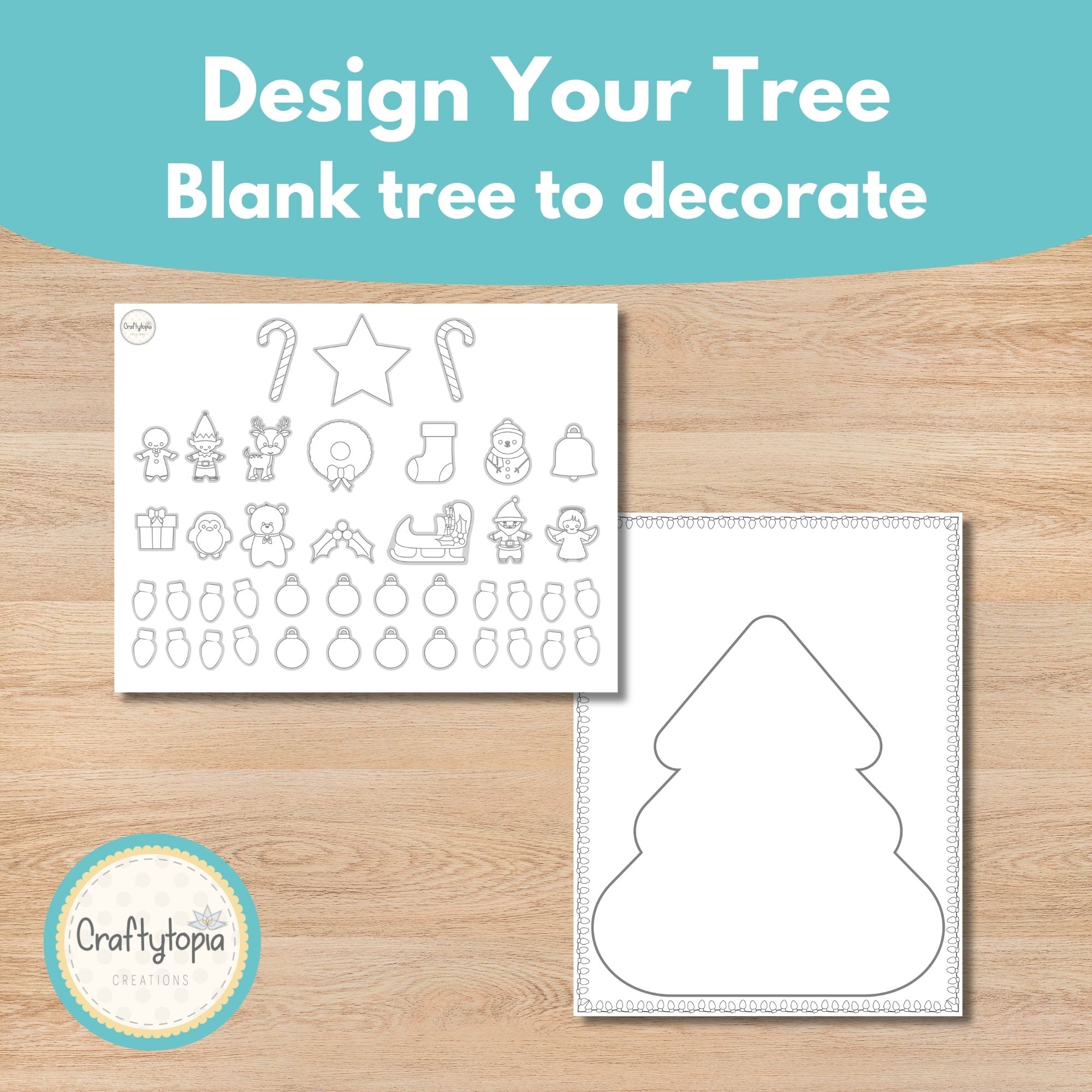 Printable Christmas Tree Hat Craft Kids Activity template