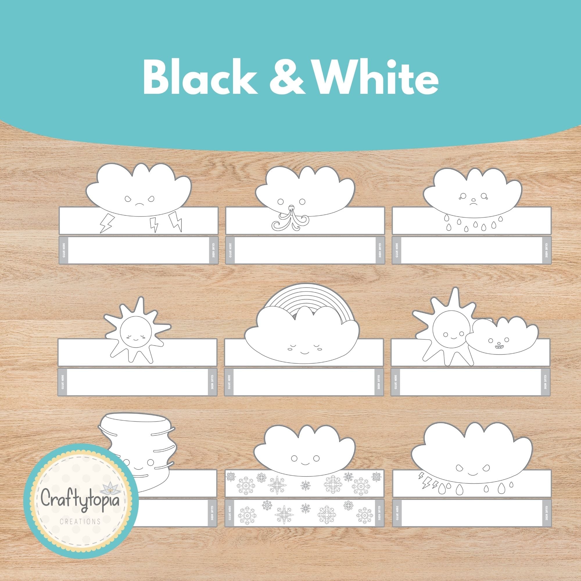 Printable Weather Crowns Kids Activity for coloring