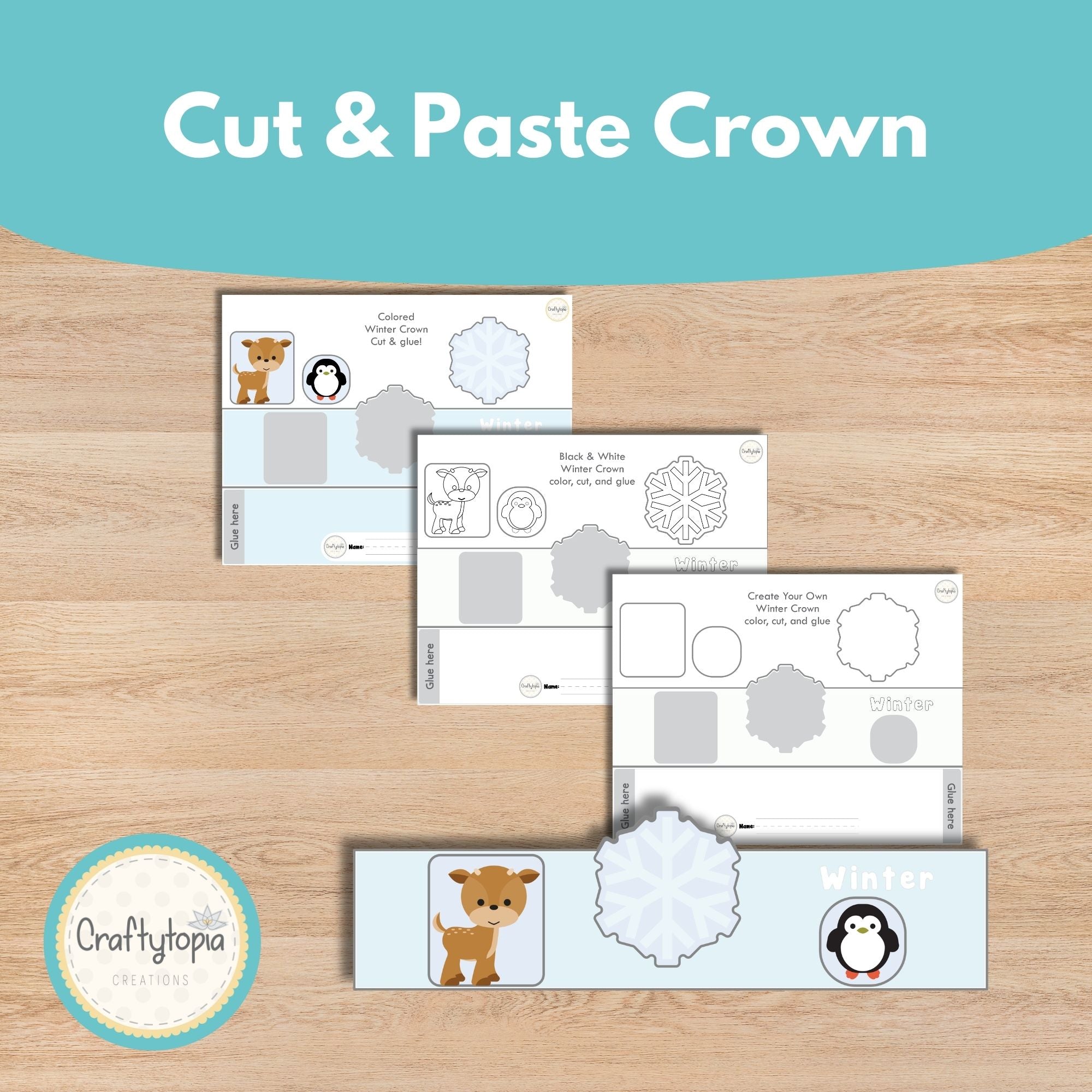 Printable Winter Scene and Puppets Kids Storytelling Activity Crown
