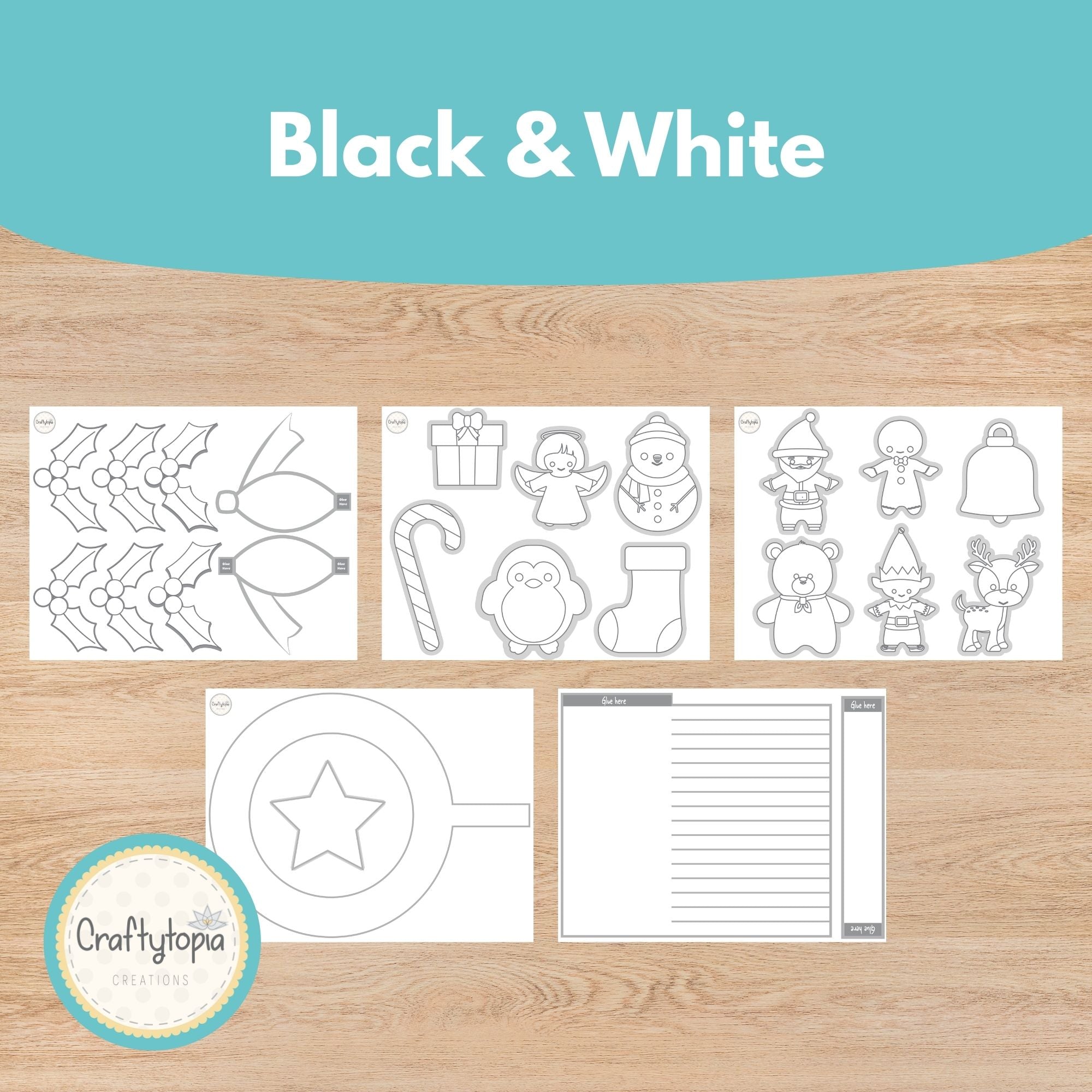 Printable Christmas Wreath and Windsock Craft Kids Activity for coloring