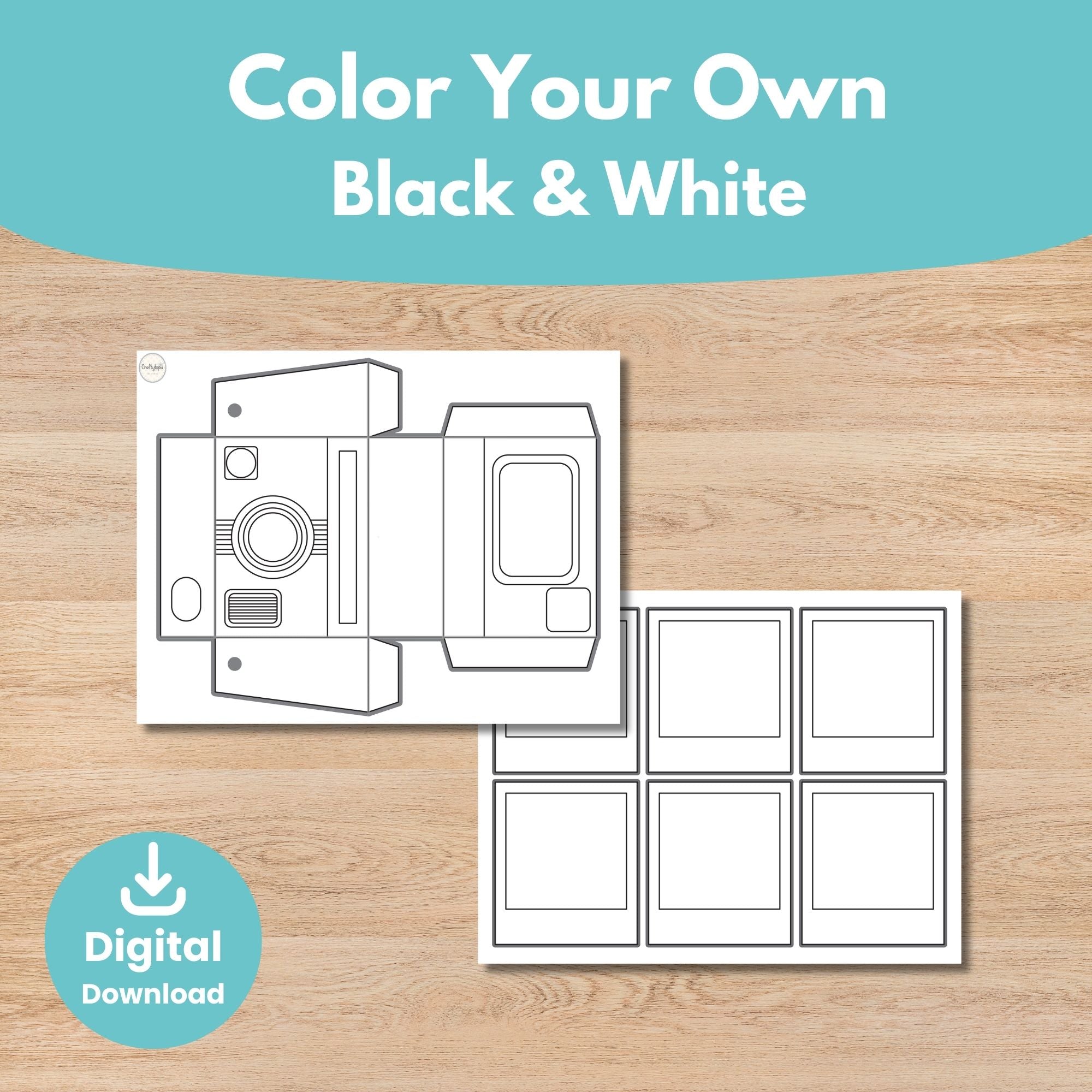 Printable Camera Craft Kids Activity for coloring