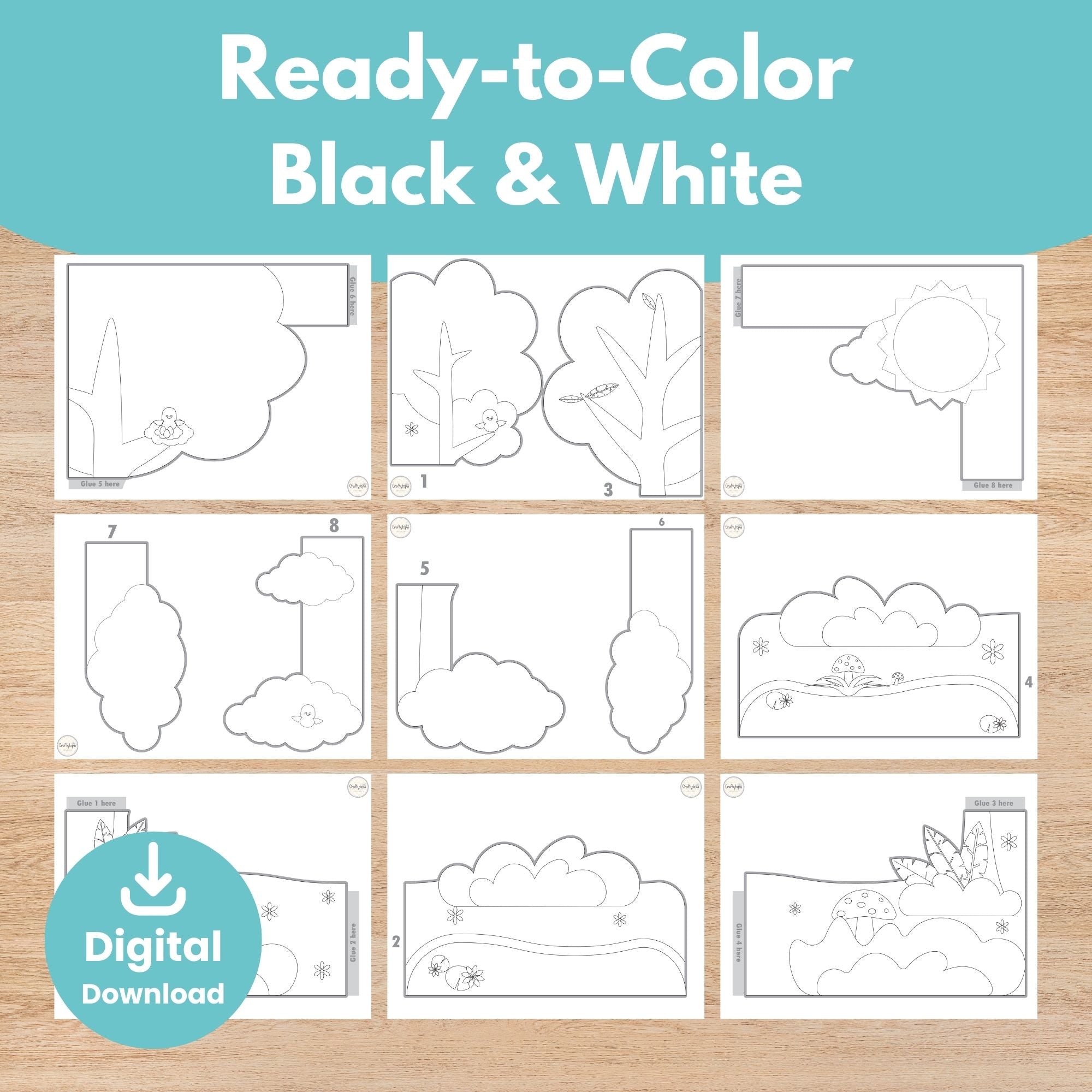 Printable Jungle and Grasslands Bulletin Board for coloring