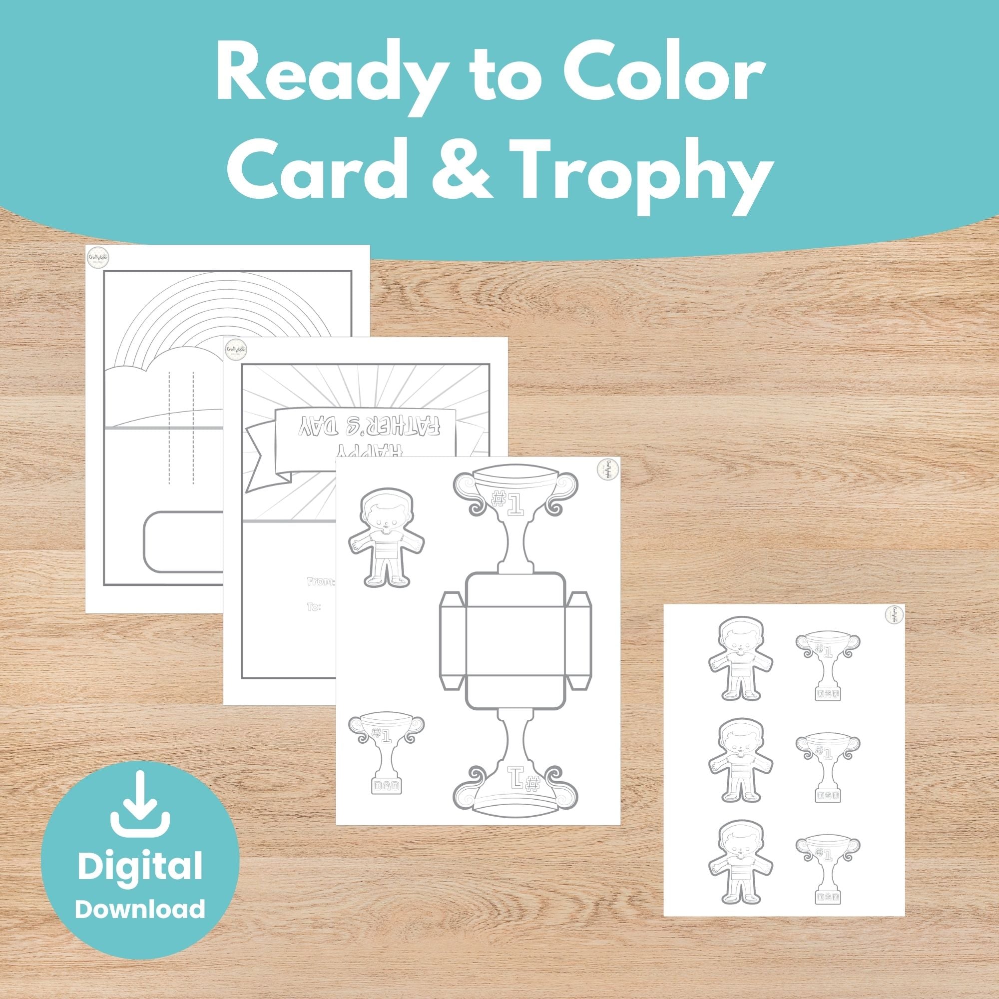 Printable Father's Day Card and Craft Kids Activity for coloring