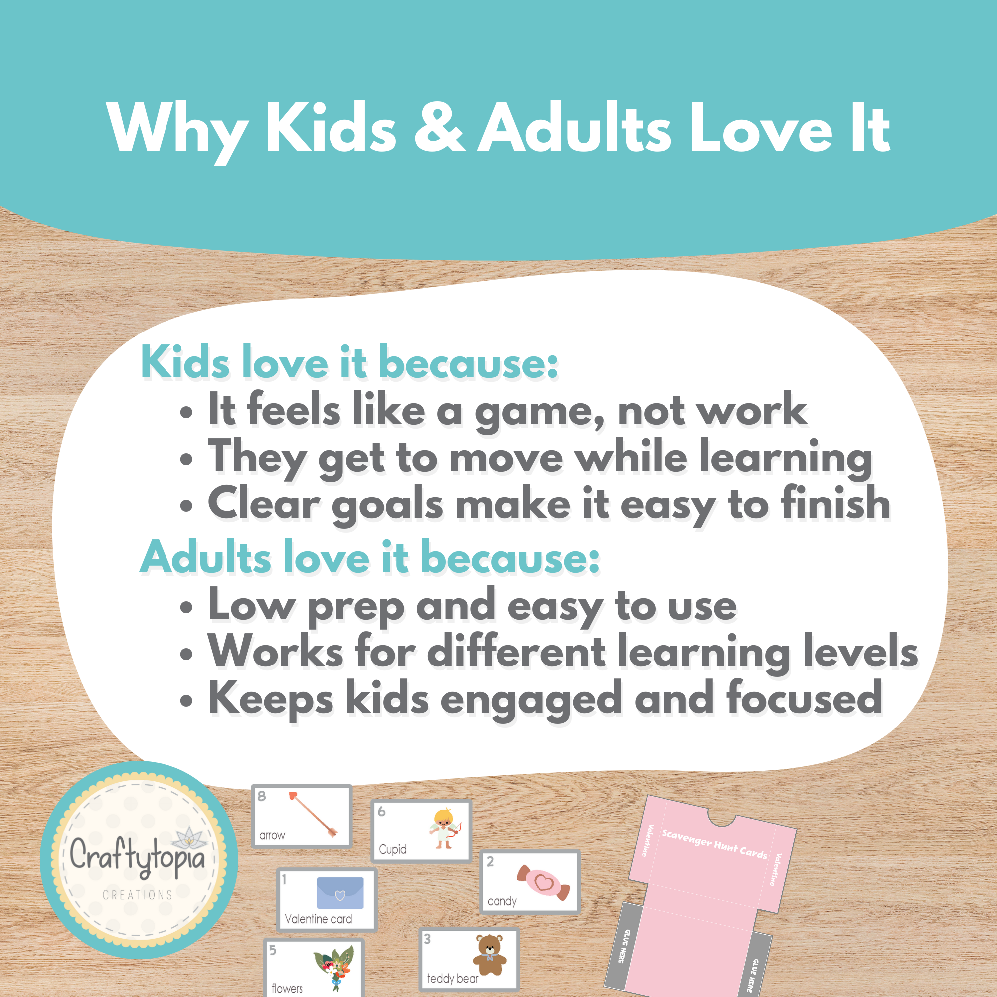 Printable Valentine Flashcards and Scavenger Hunt Kids Activity