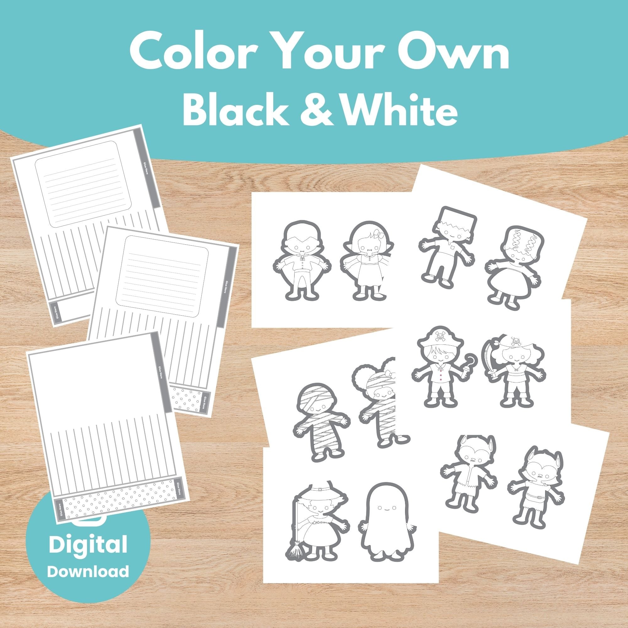 Printable Halloween Windsock Craft for coloring