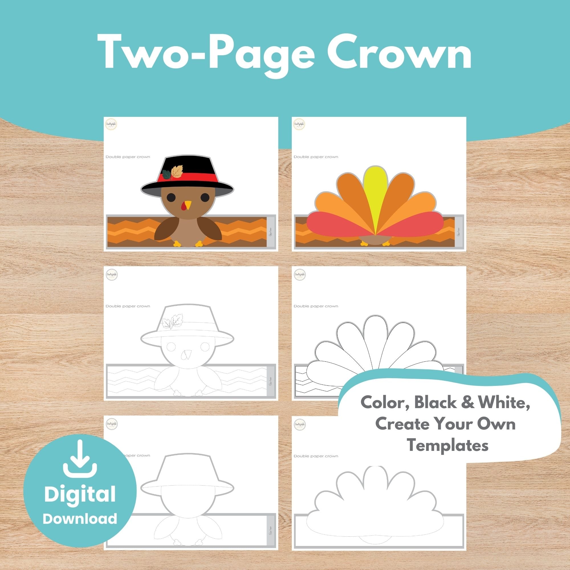 Printable Thanksgiving Turkey Crown Craft Kids Activity