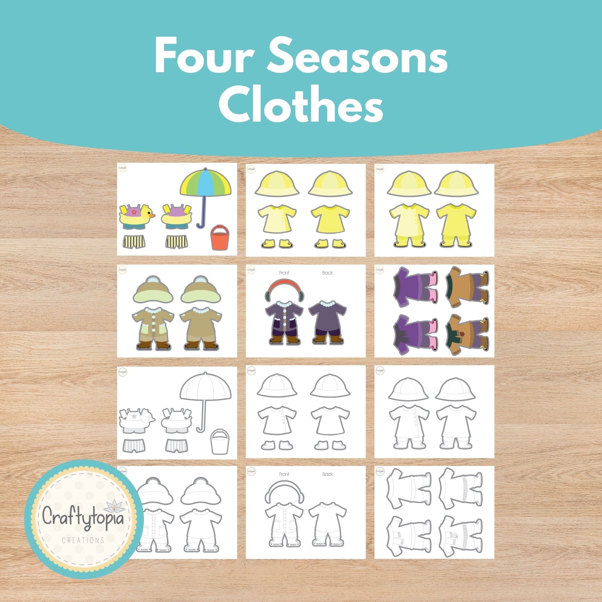 Printable Seasons Dress Up Dolls Kids Activity