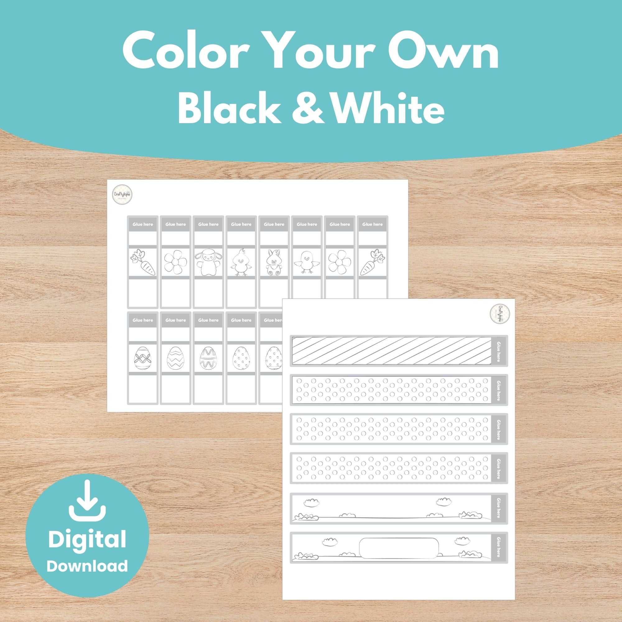 Printable Easter Bracelets Kids Activity for coloring