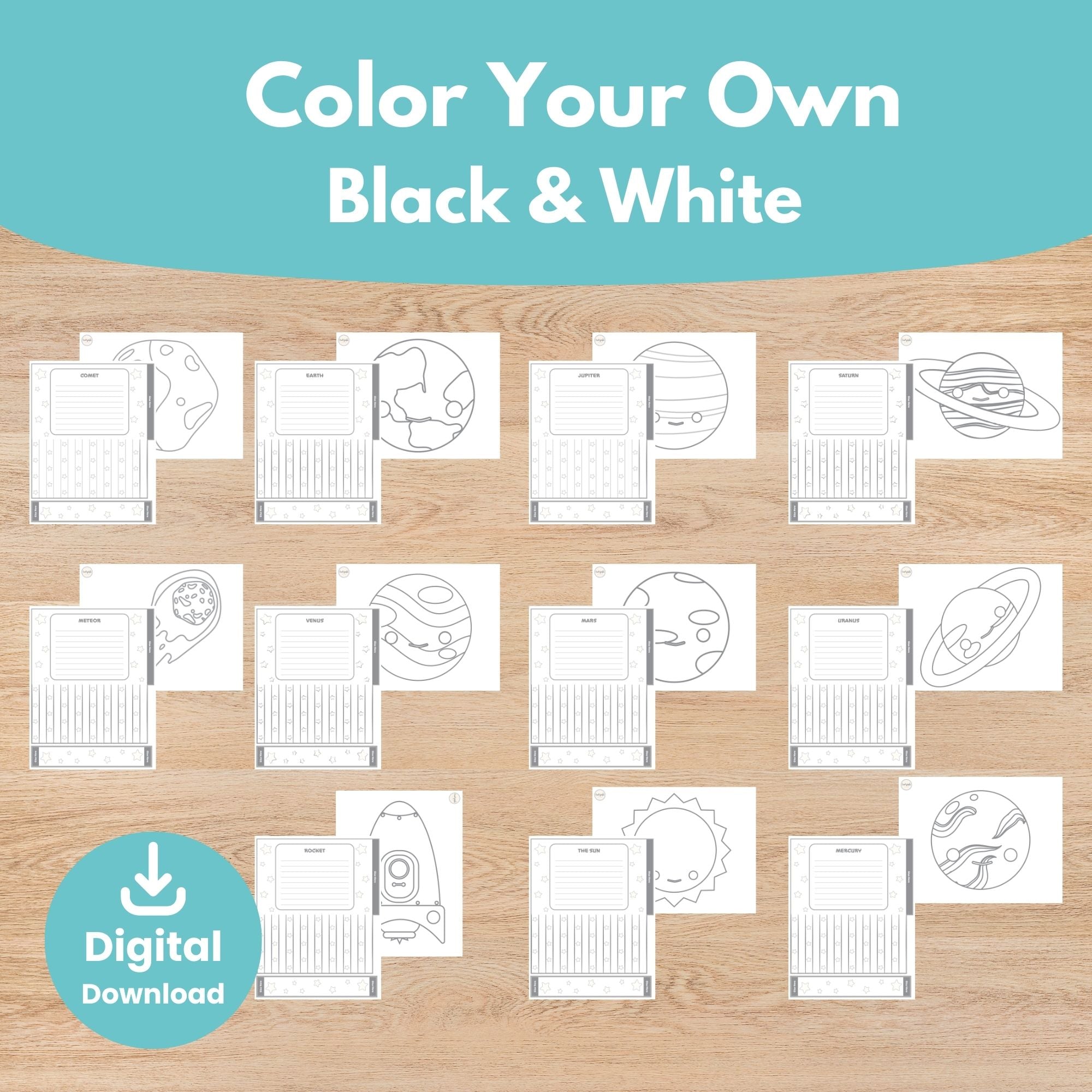 Printable Solar System Windsocks Kids Activity for coloring