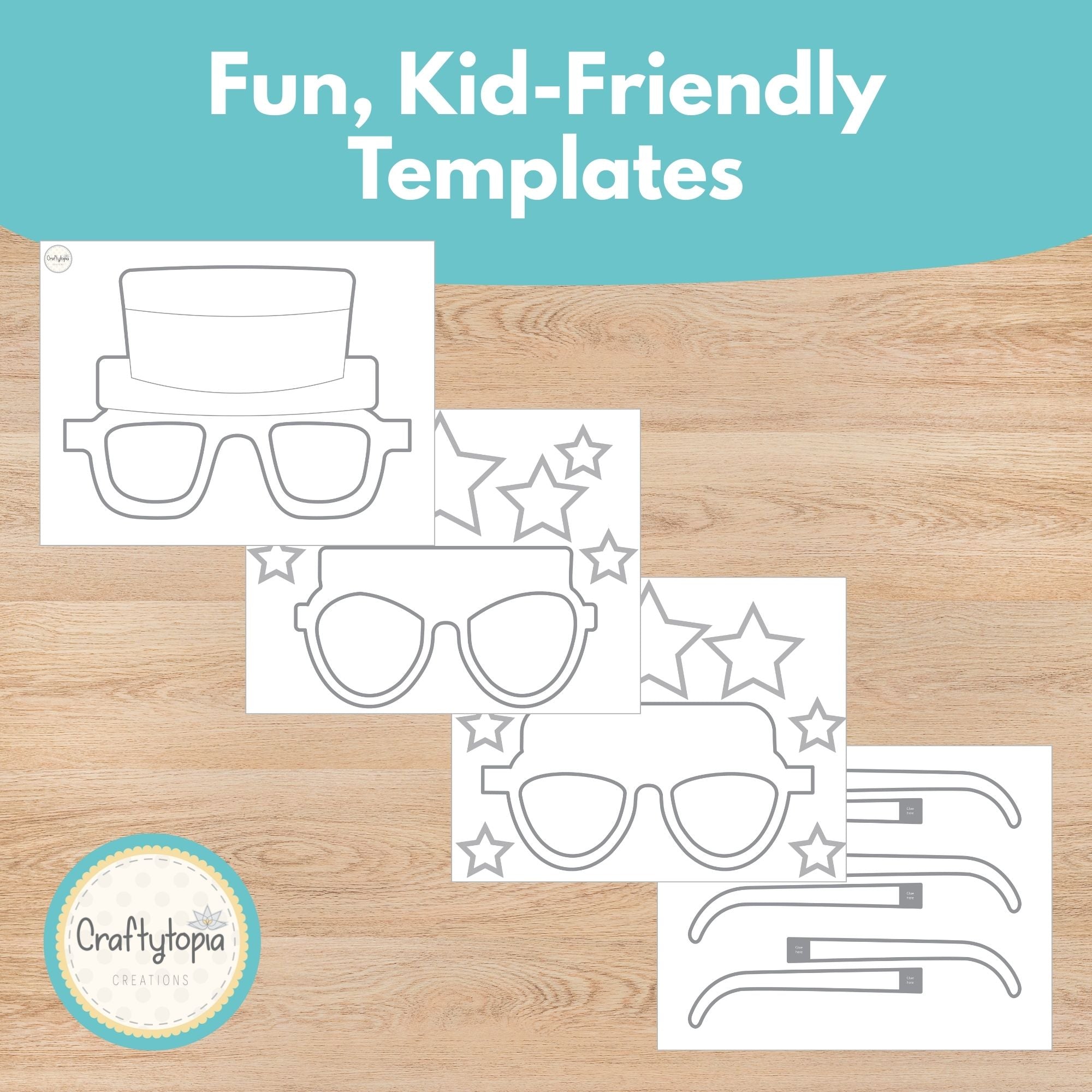 Printable Memorial and Independence Day Glasses Kids Activity templates