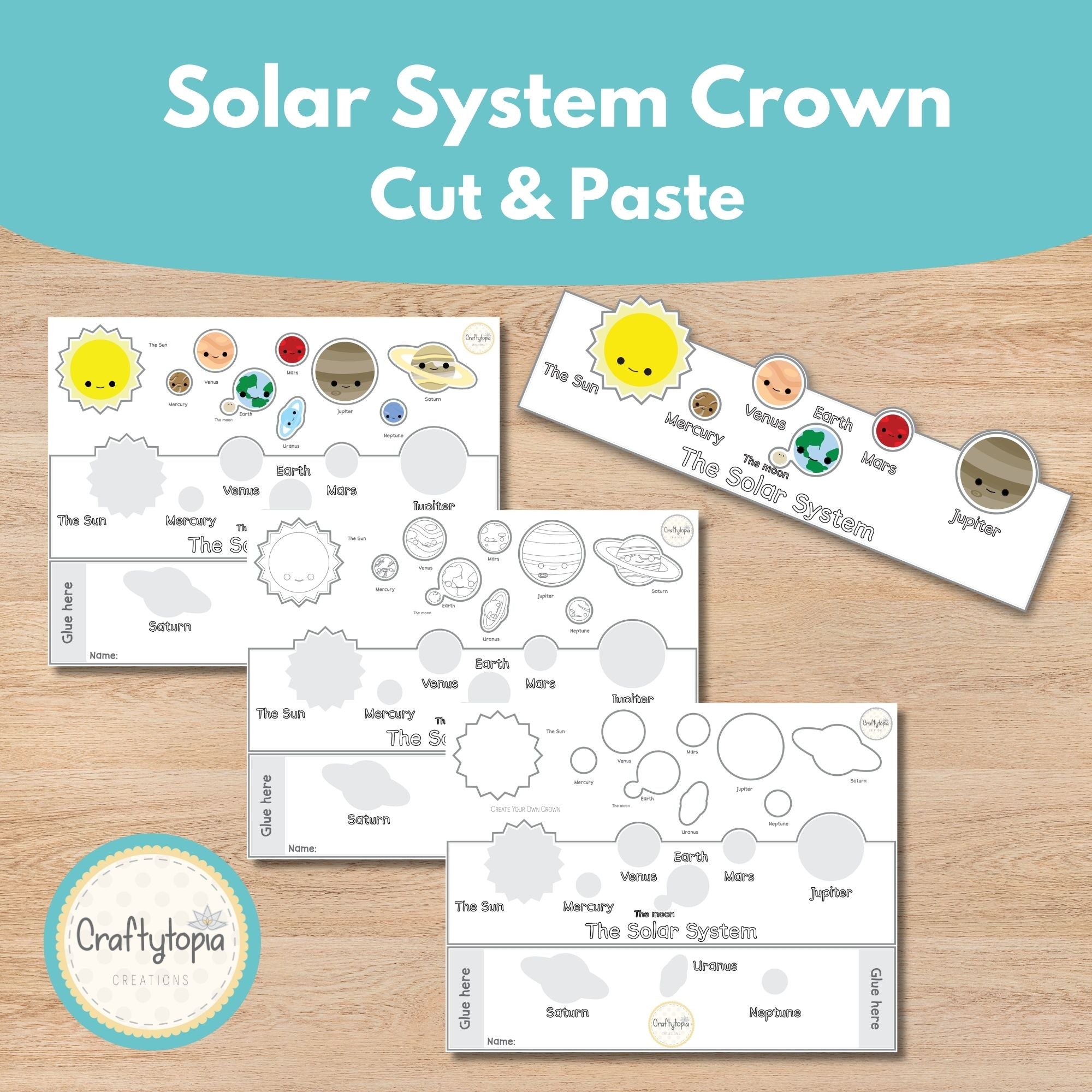 Printable Solar System Scene Puppets Kids Activity
