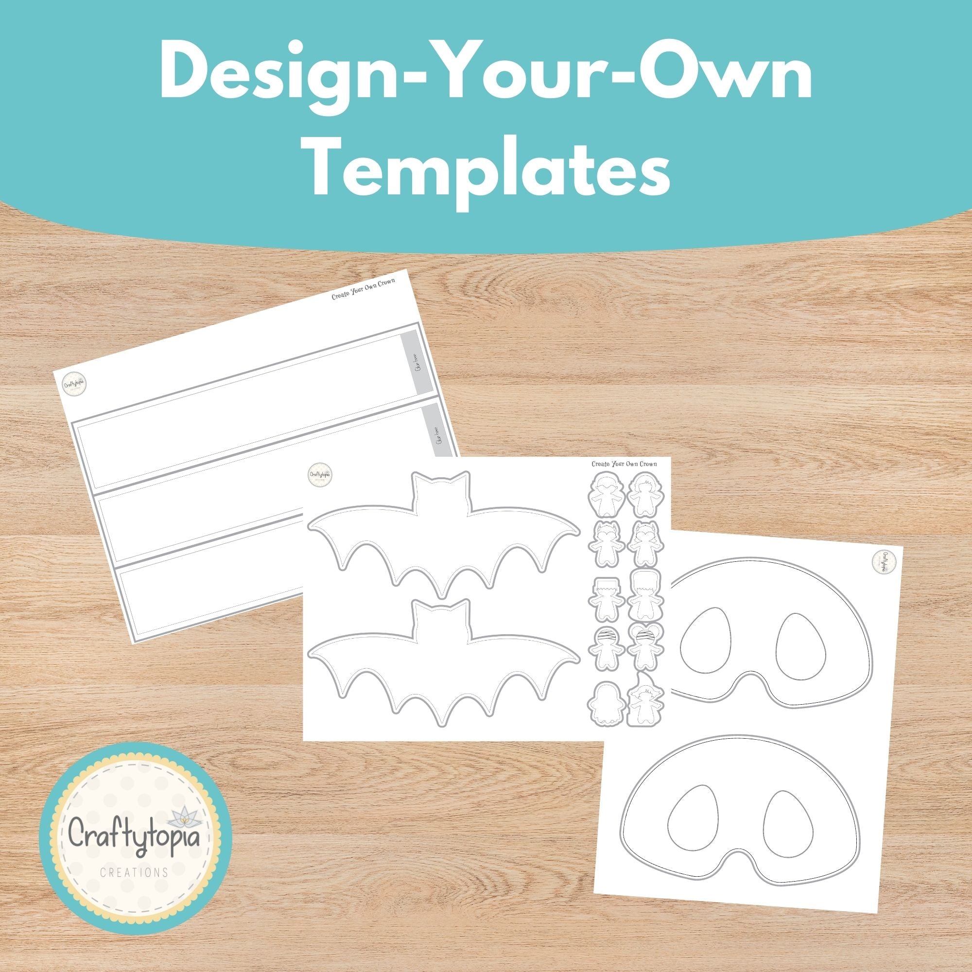 Printable Halloween Crown, Mask, Puppet Craft Kids Activity template