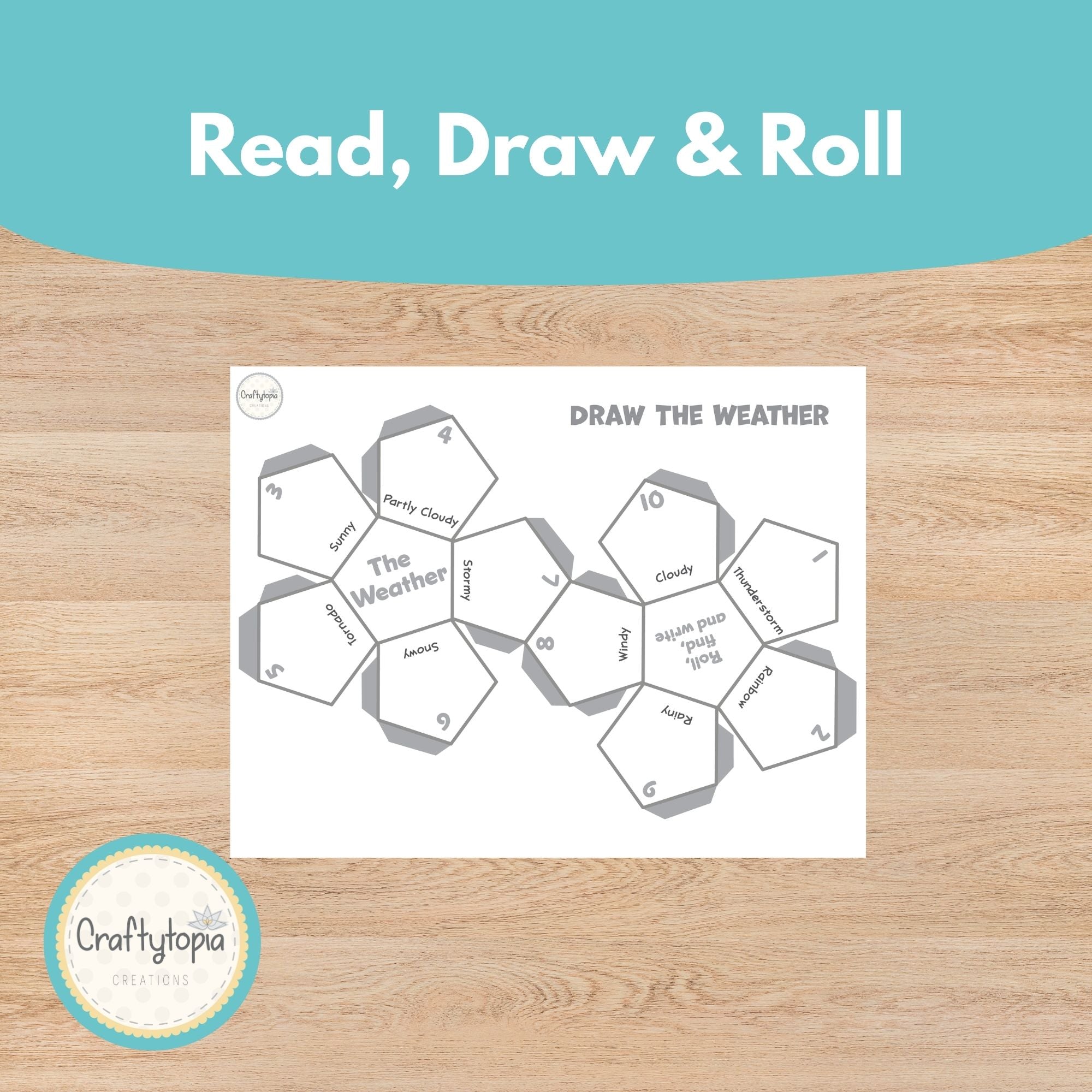Printable Weather Dodecahedron Dice Game Kids Activity