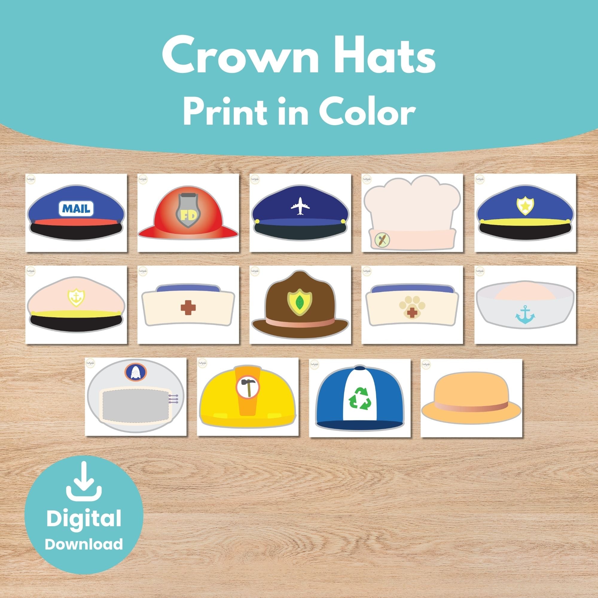 Printable Community Helpers Crowns and Hats Kids Activity