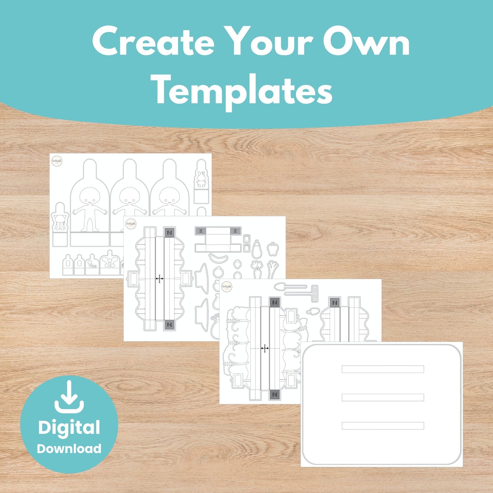 Printable Vegetable Scene Puppets Kids Activity templates