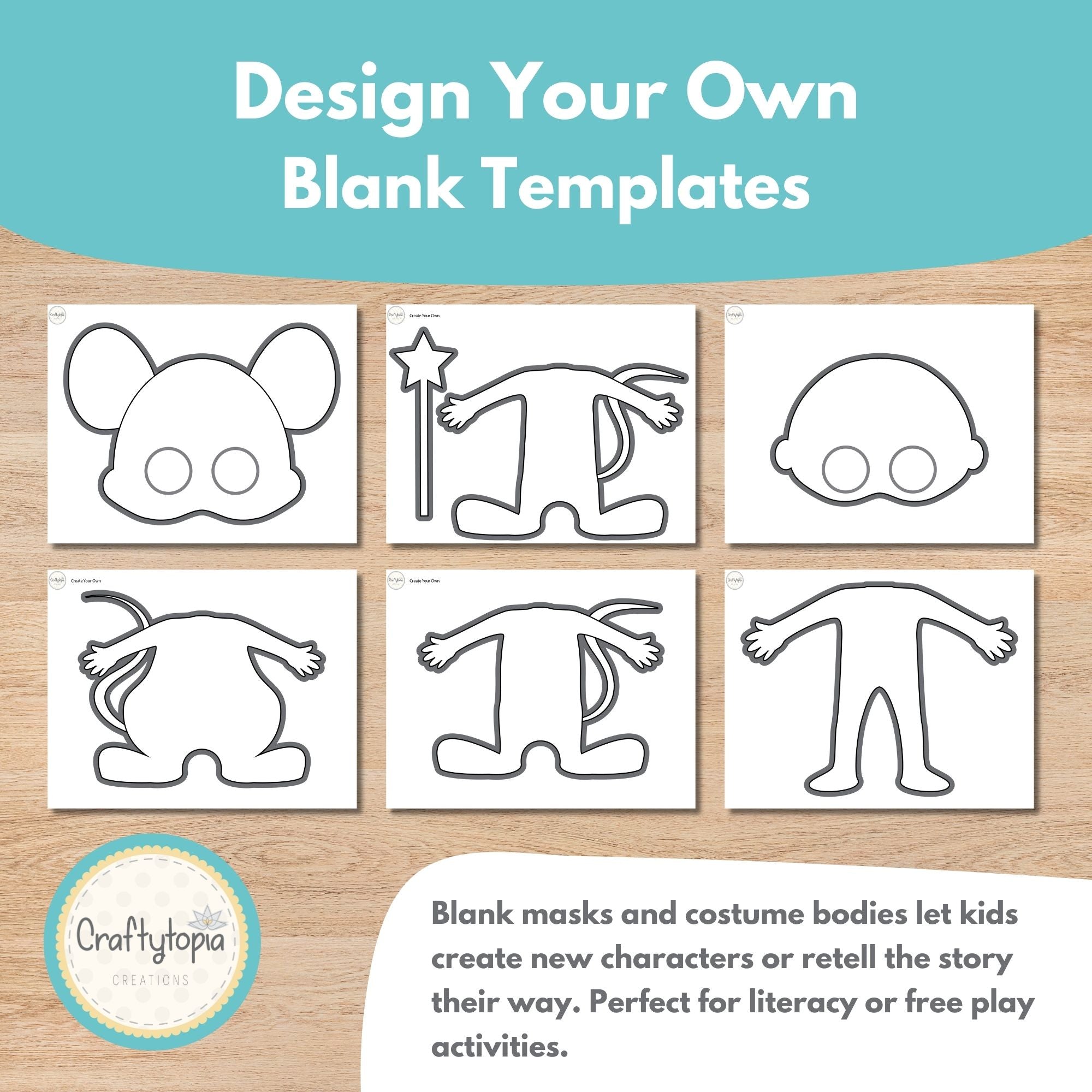 Printable Cinderella Masks and Body Costumes Kids Activity templates