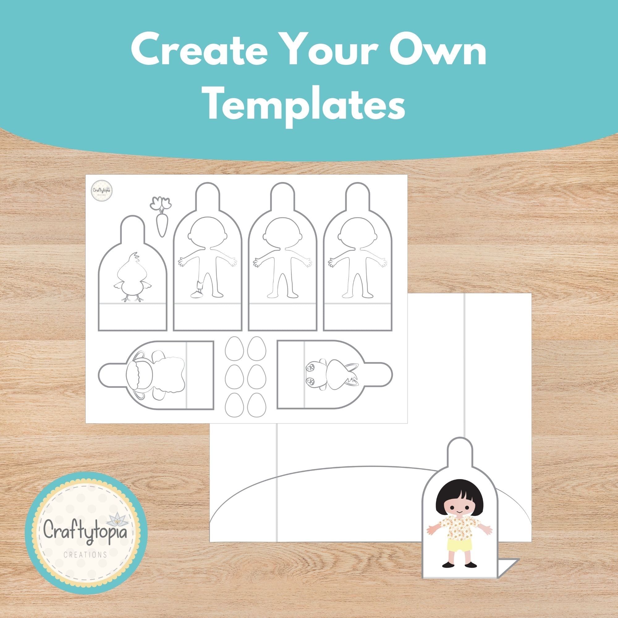 Printable Easter Scene Puppets Kids Activity for coloring