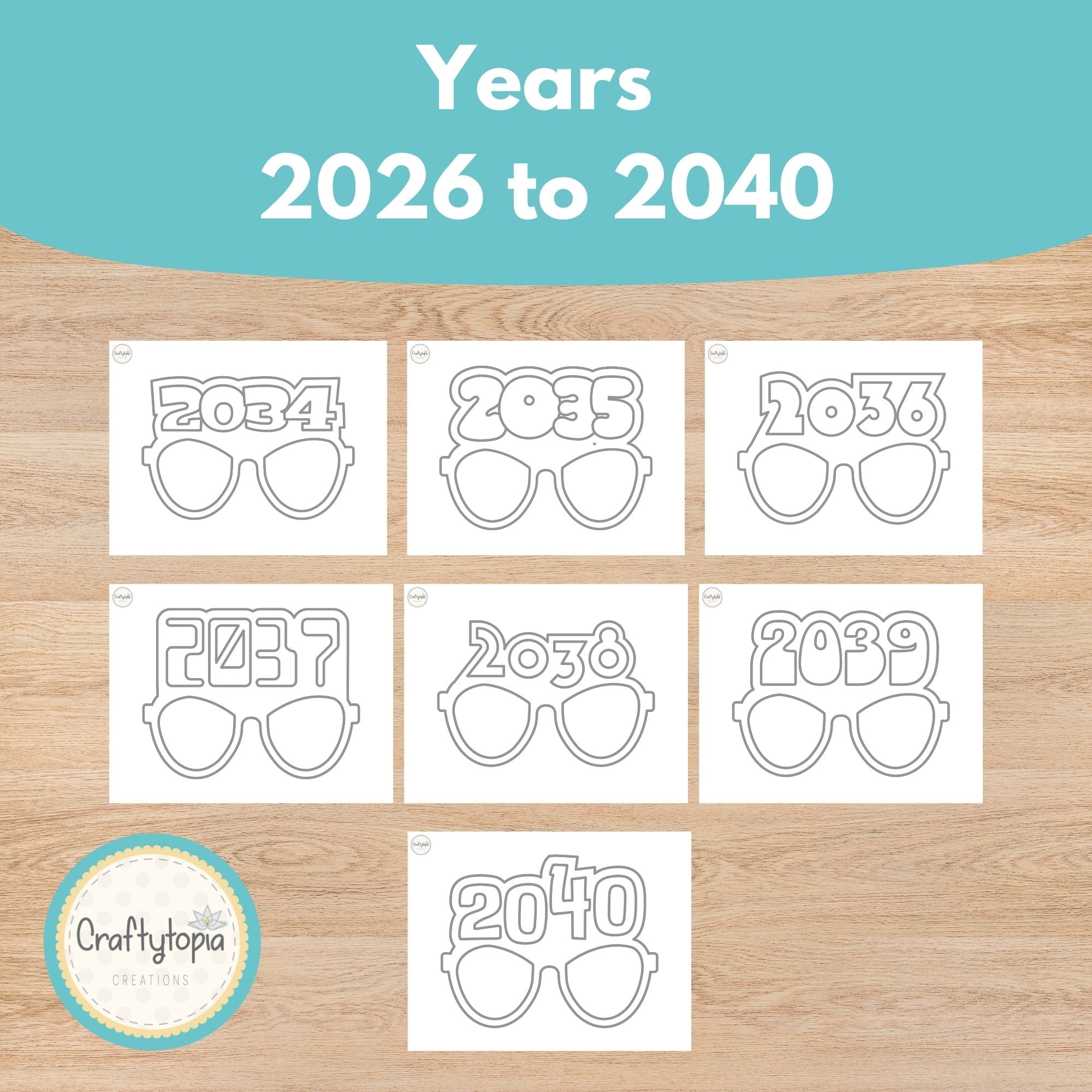 Printable New Year Big Glasses Kids Activity for coloring