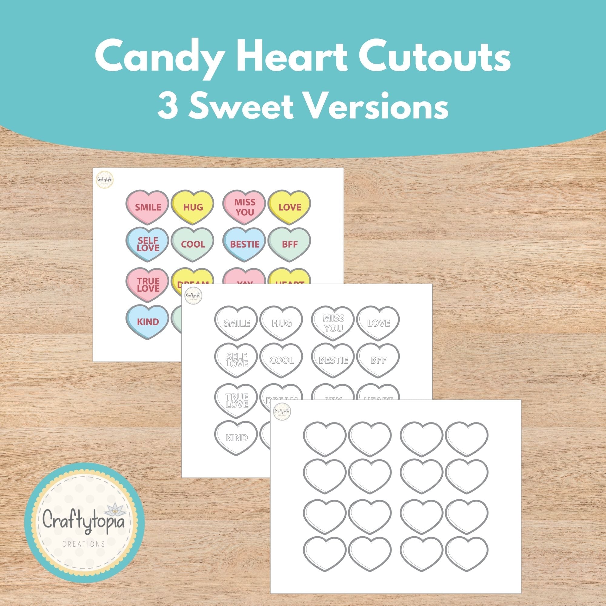 Printable Valentine Giant Candy Hearts Glasses Kids Activity
