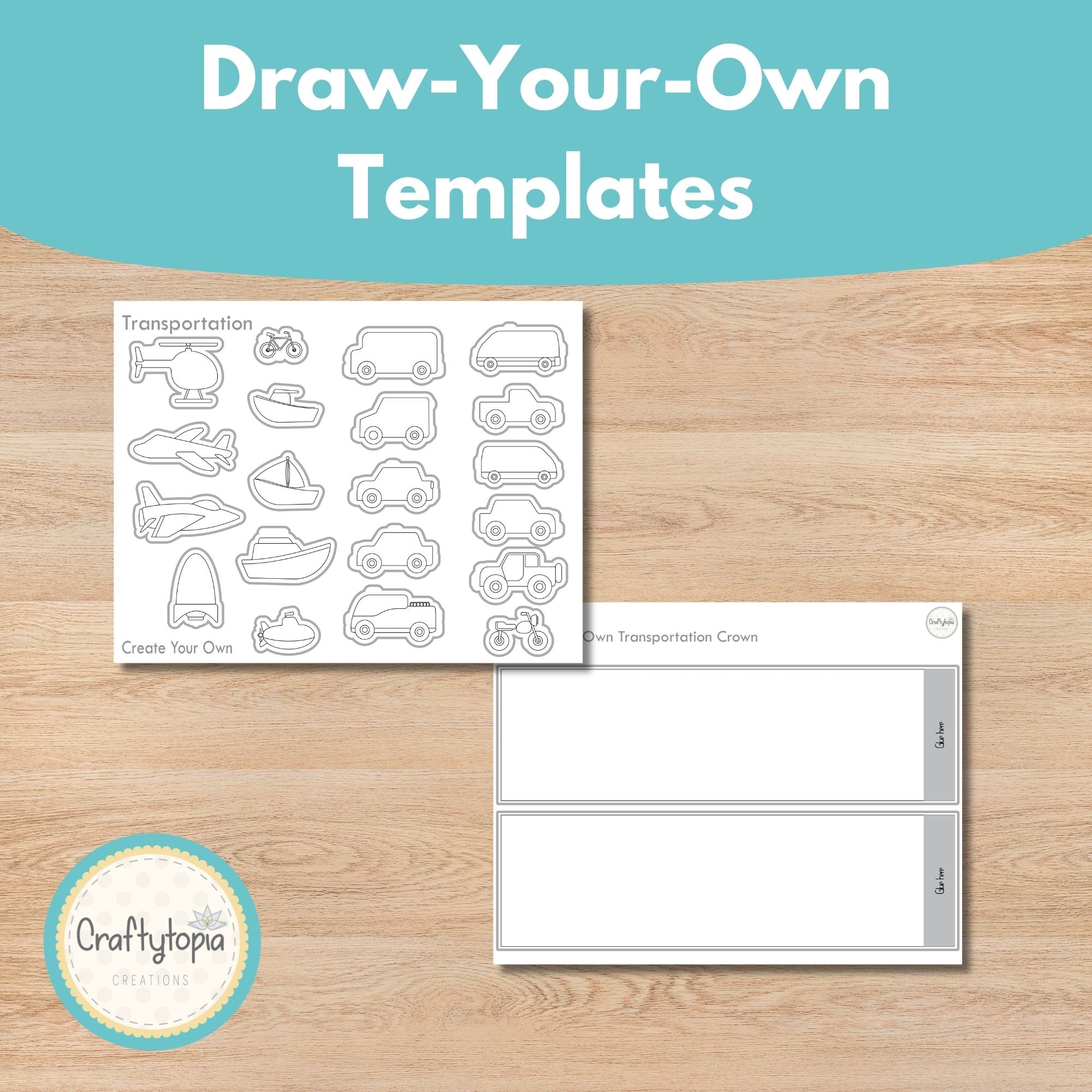 Printable Community Transportation Crown Kids Activity templates