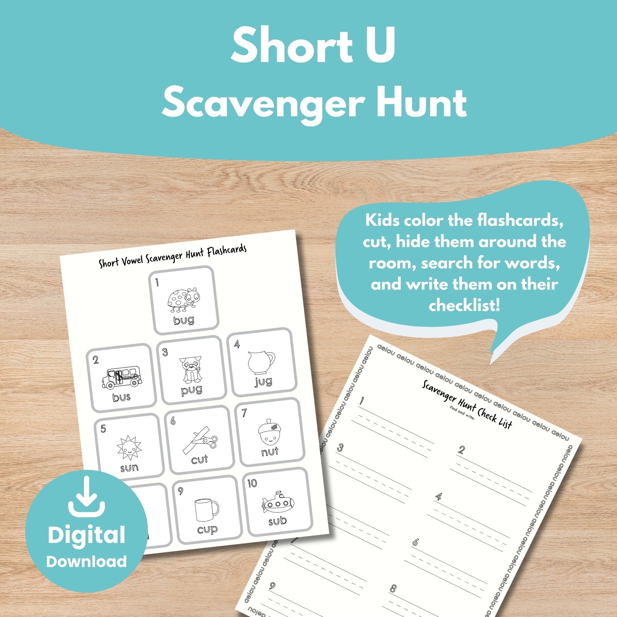 Printable Short u Kids Activity