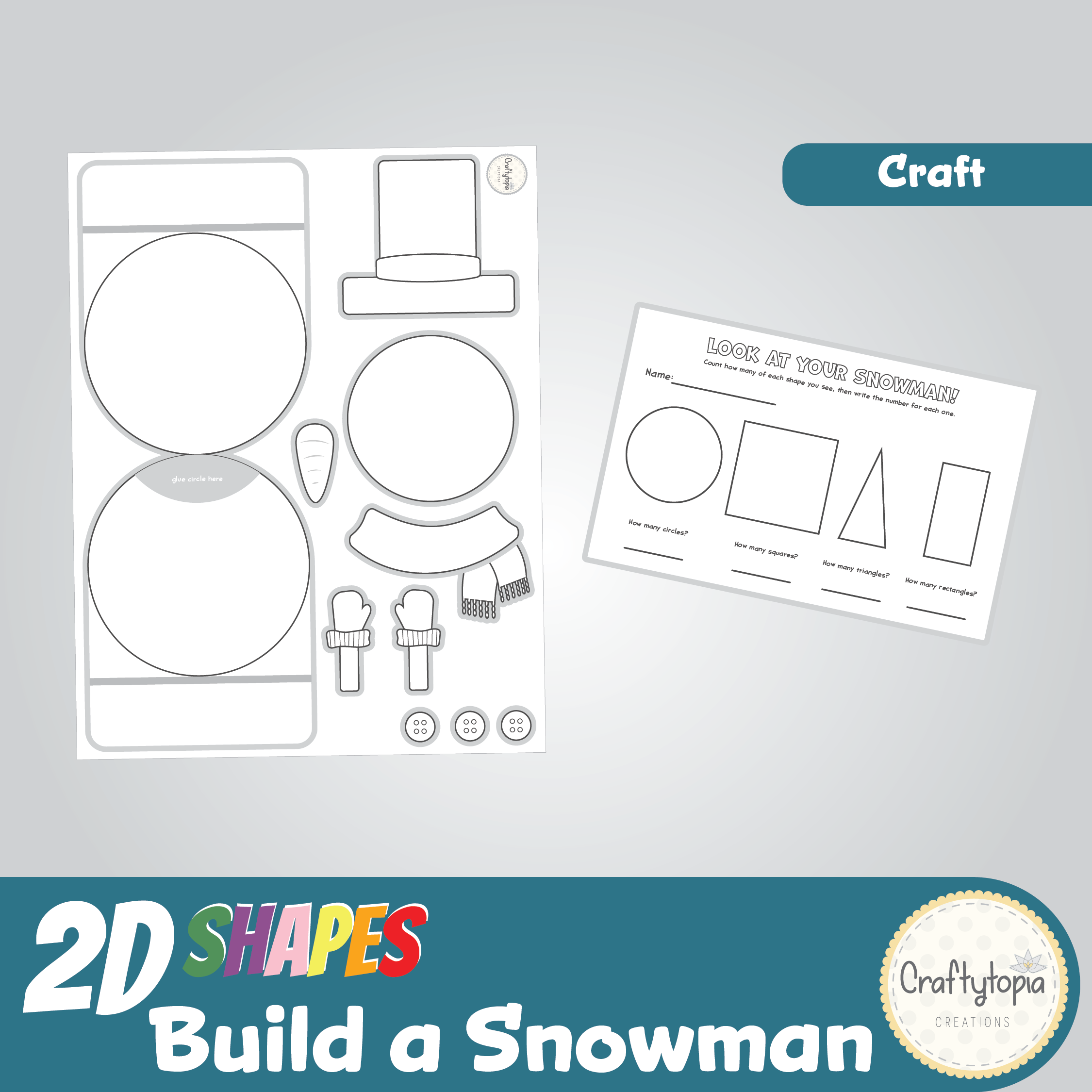 Printable Snowman Craft Kids Activity for coloring