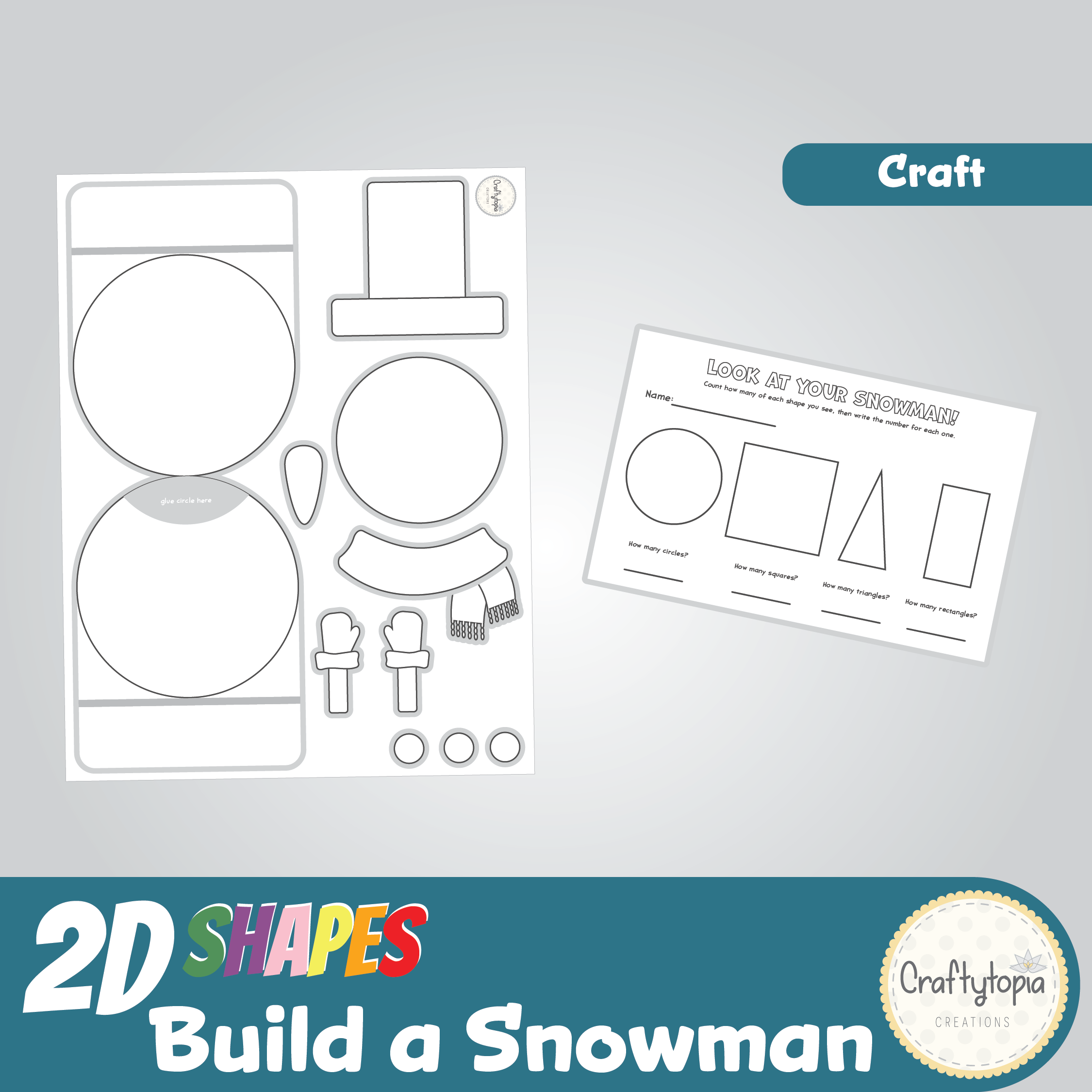Printable Snowman Craft Kids Activity for coloring