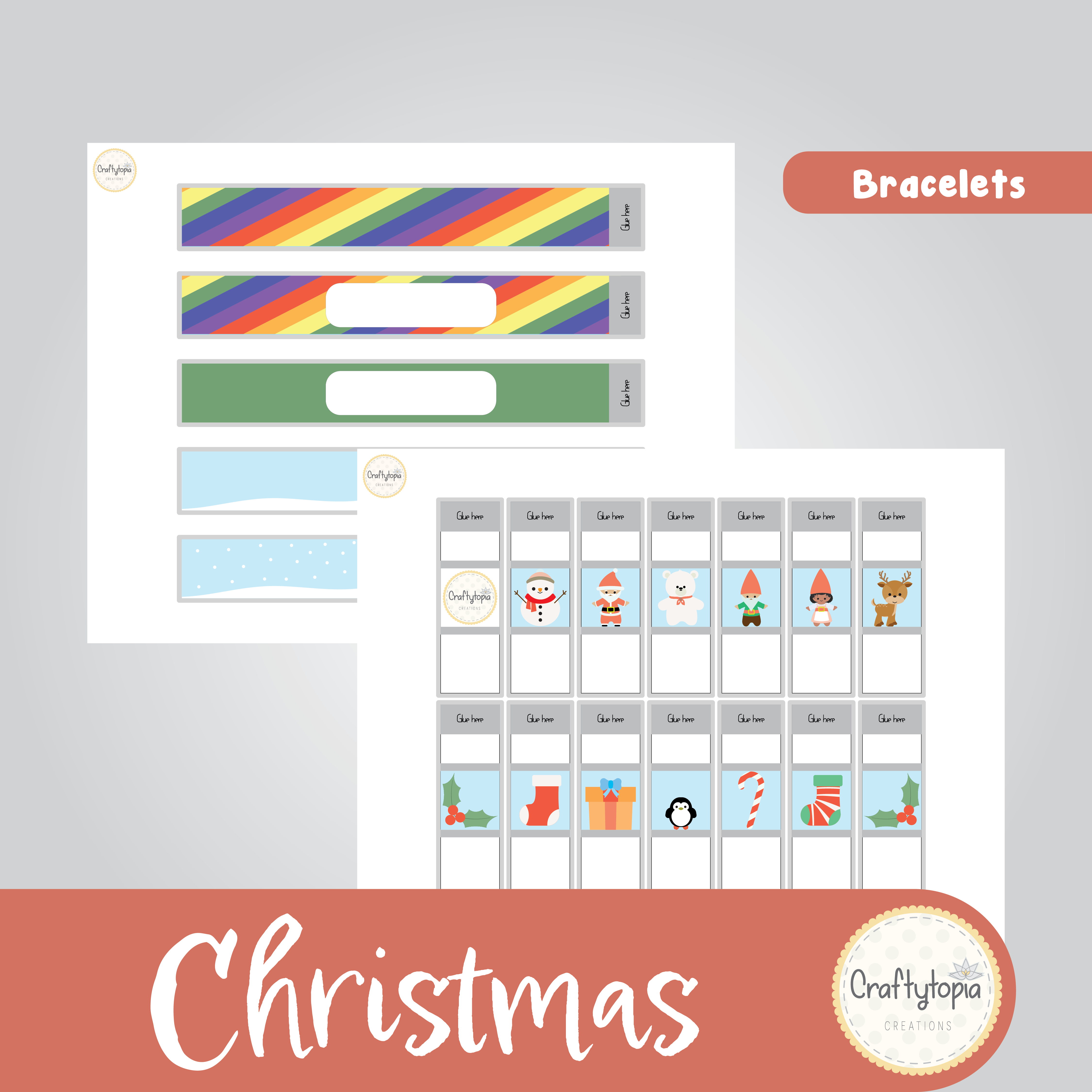 Printable Christmas Kids Bracelets Activity in color