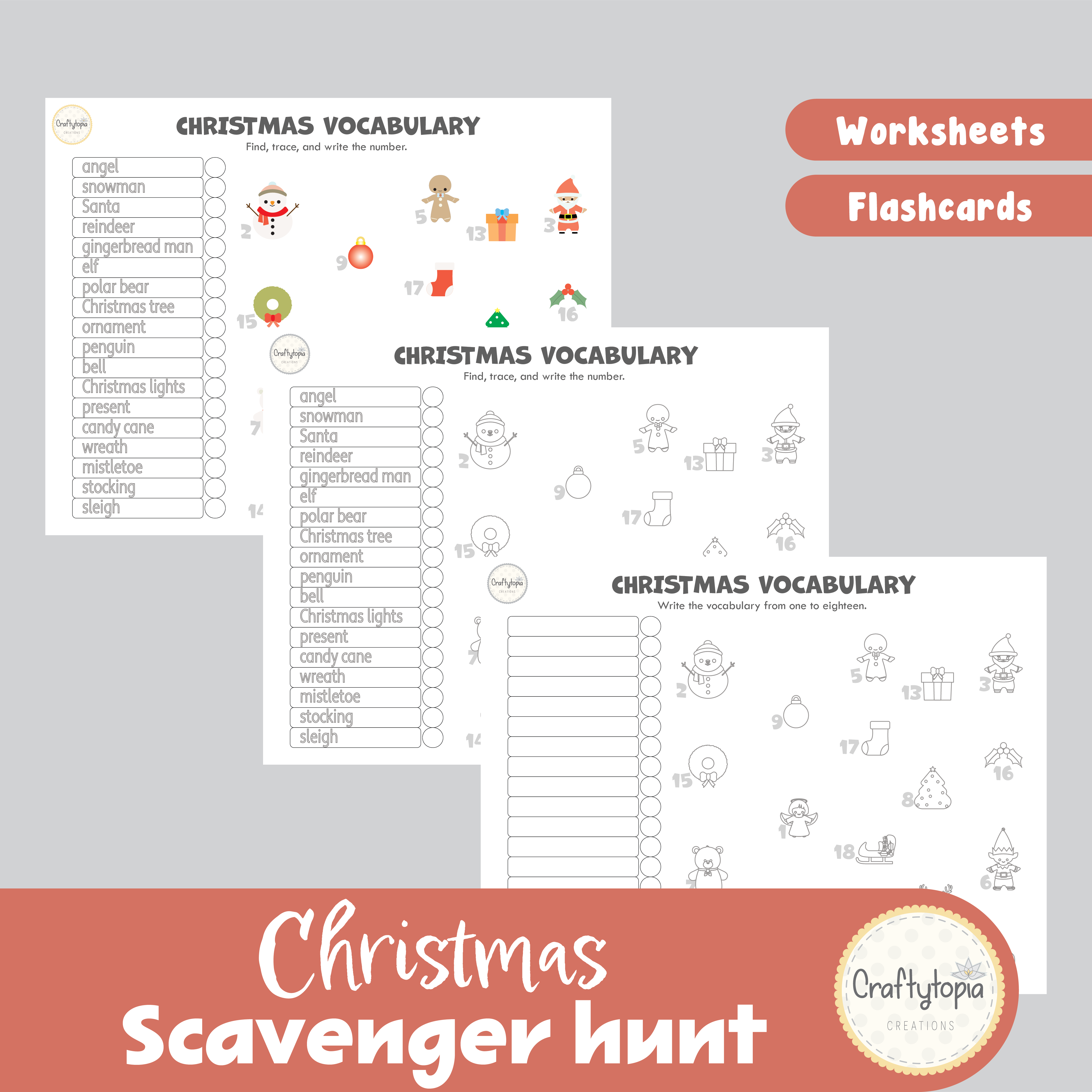 Printable Christmas Vocabulary Kids Activity