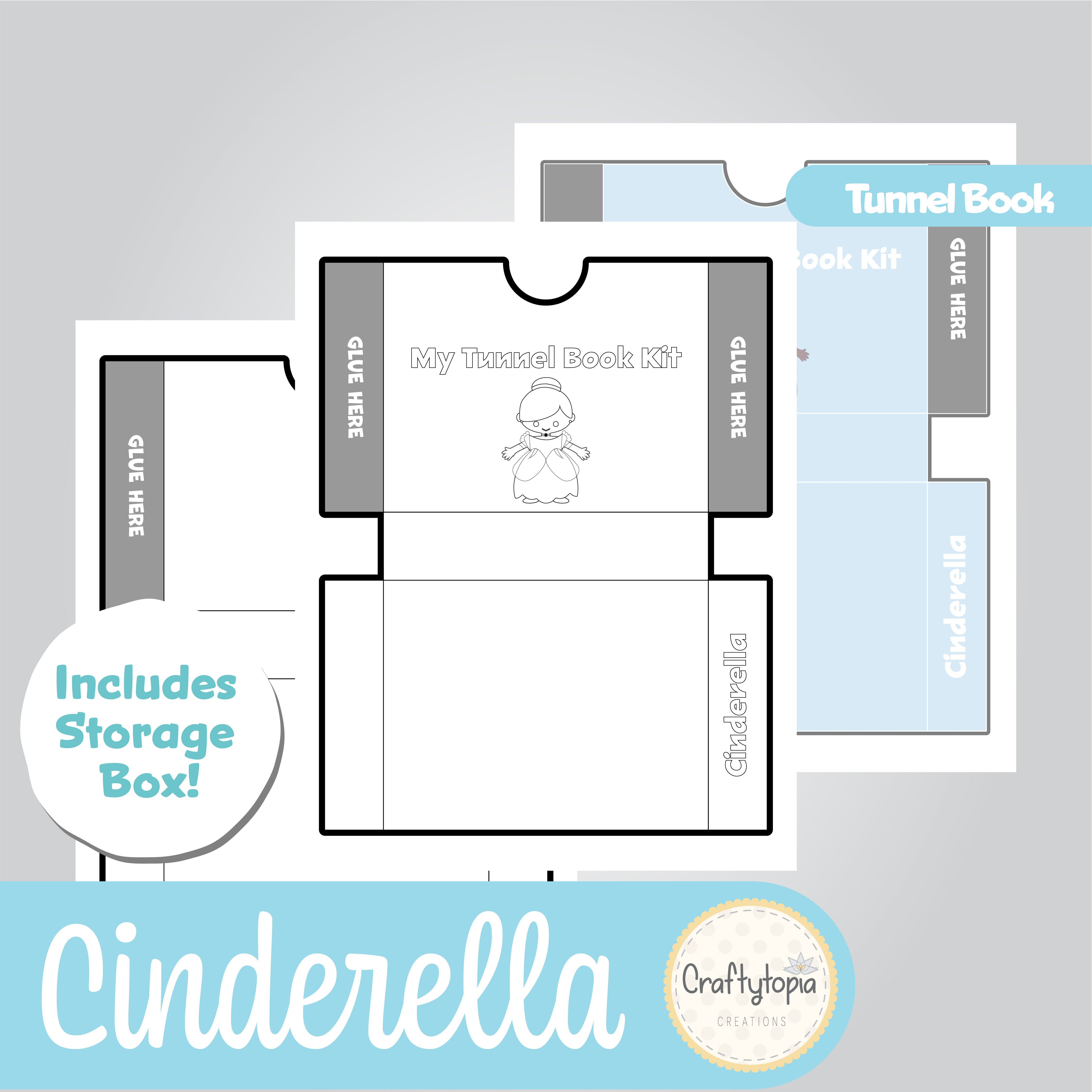 Printable Cinderella Tunnel Book 3D Kids Craft for coloring