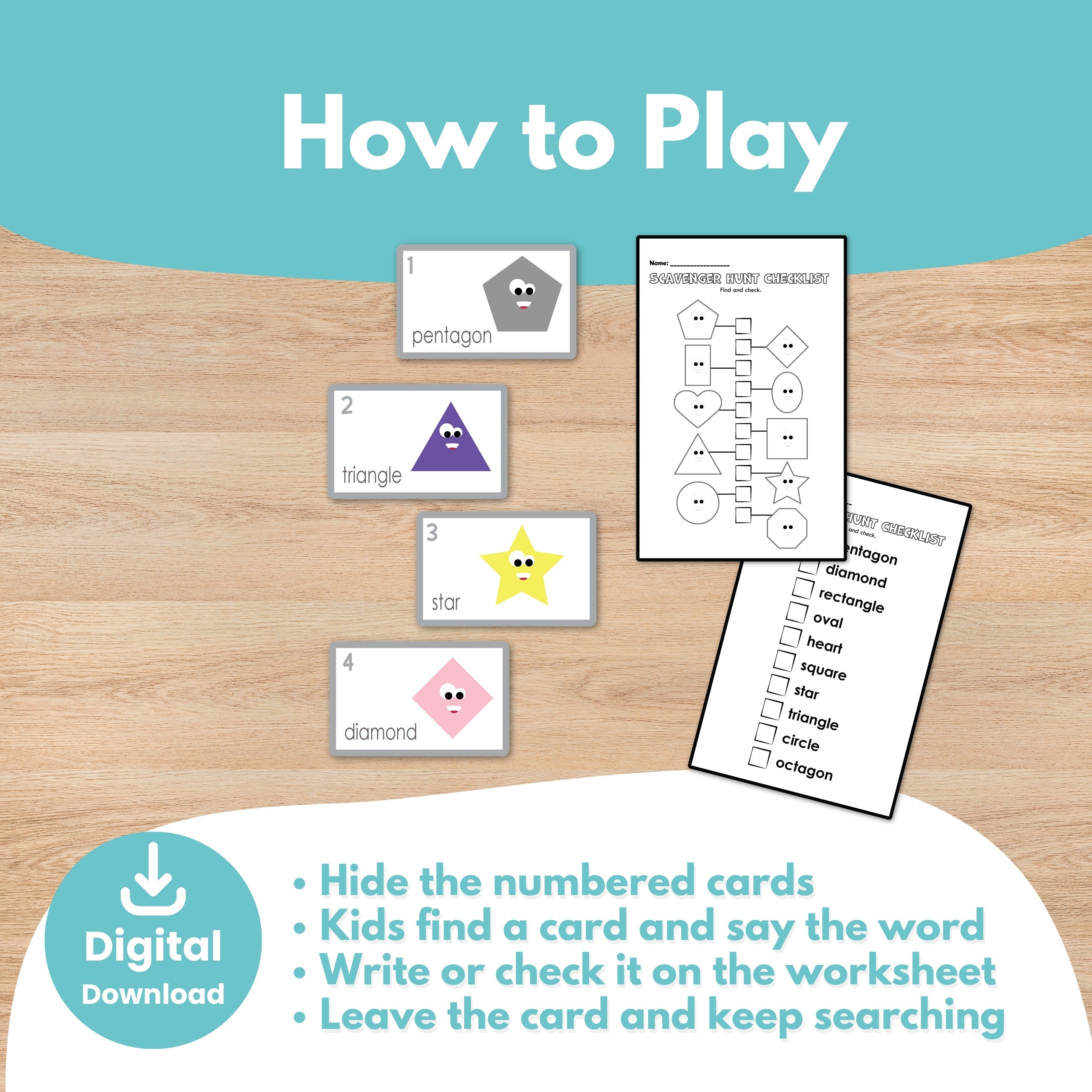 Kindergarten shape recognition printable