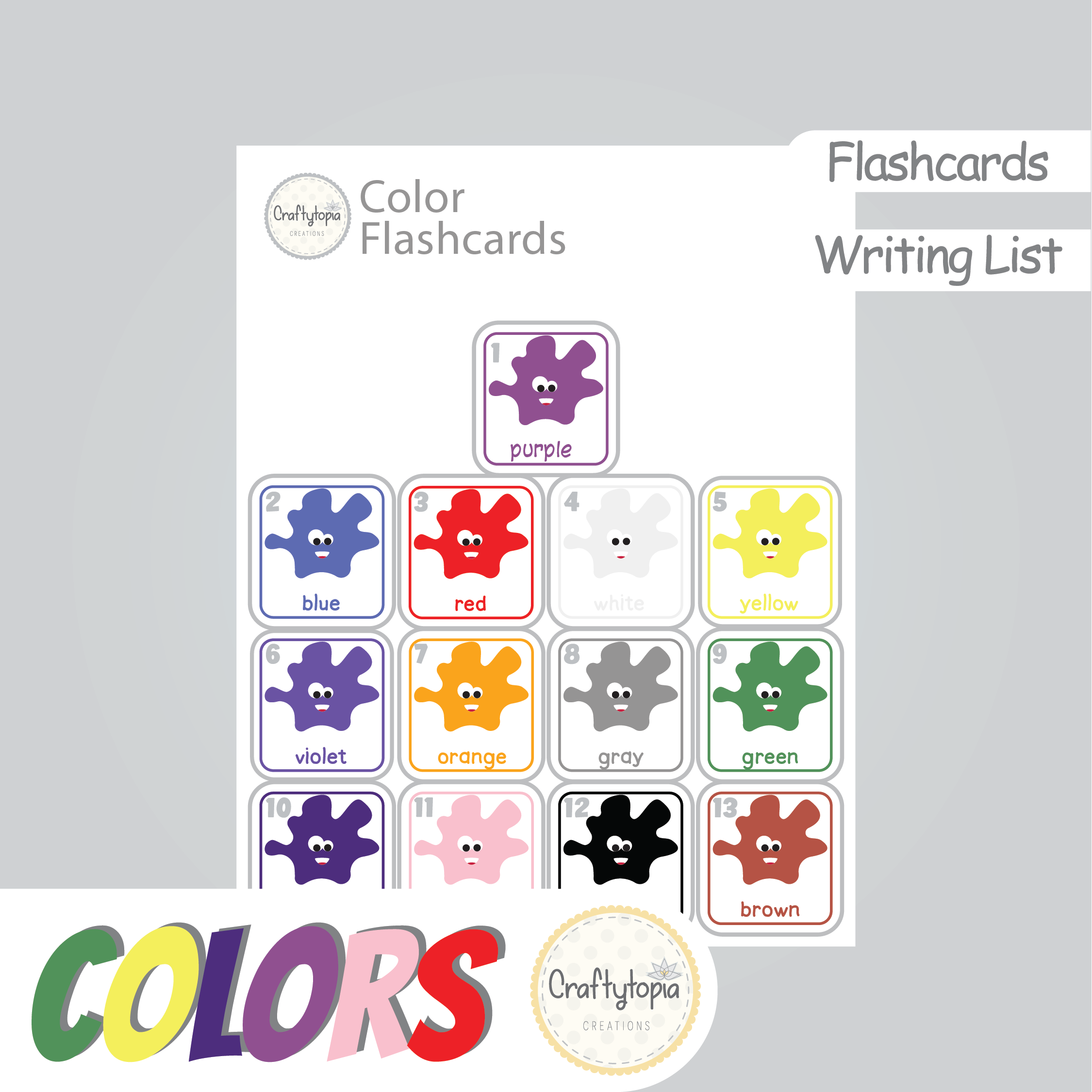Printable Colors Flashcards and Scavenger Hunt in color