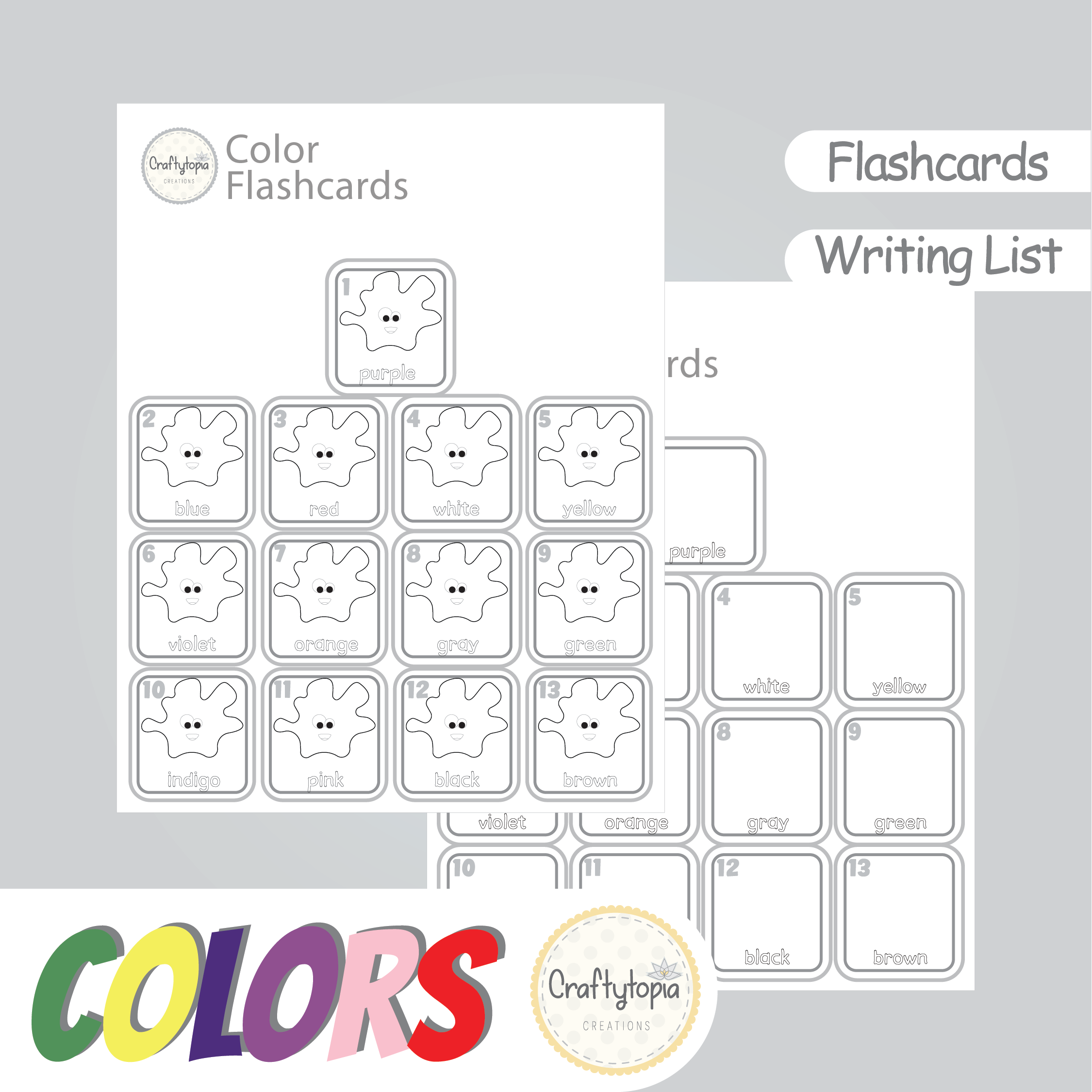 Printable Colors Flashcards and Scavenger Hunt for coloring