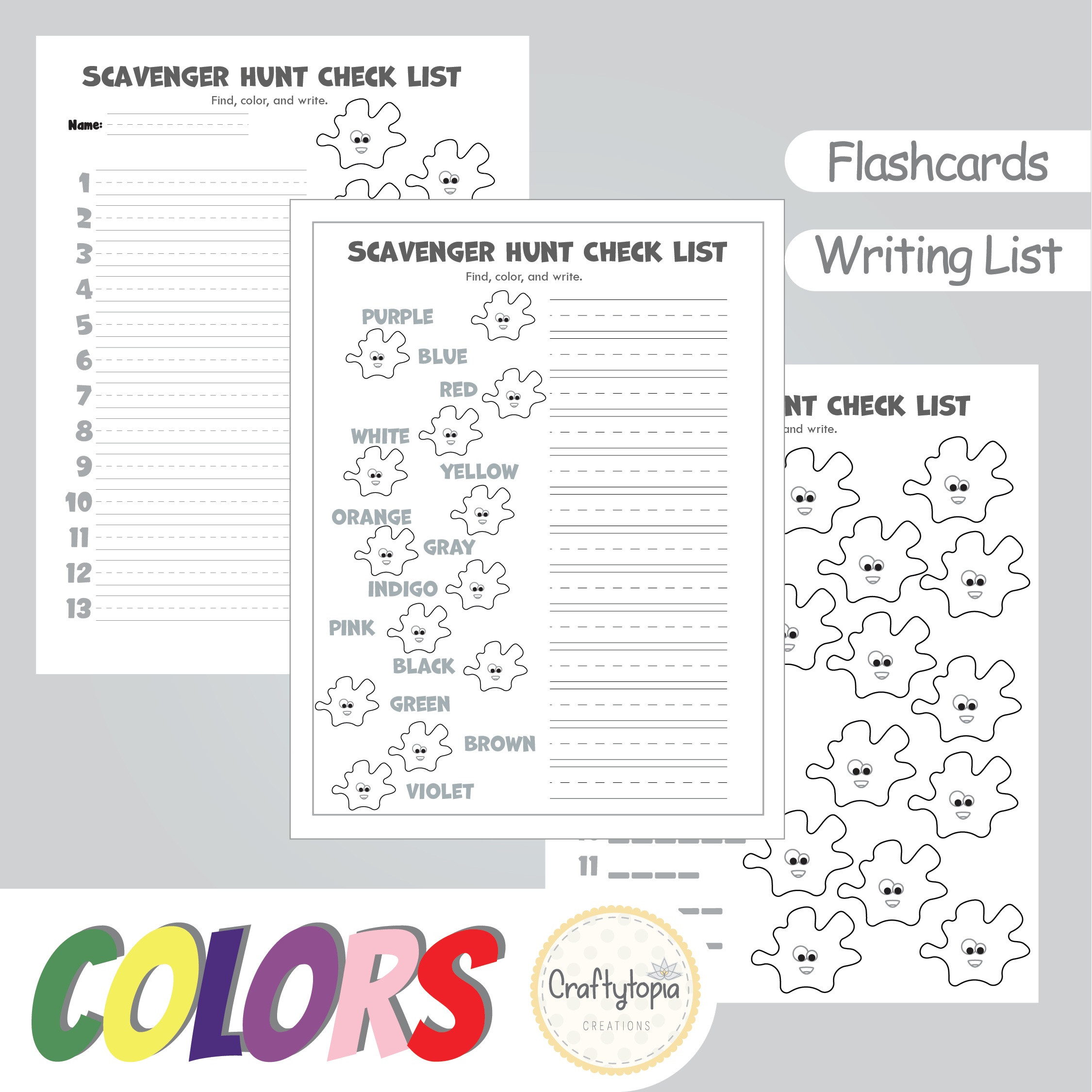 Printable Colors Flashcards and Scavenger Hunt 