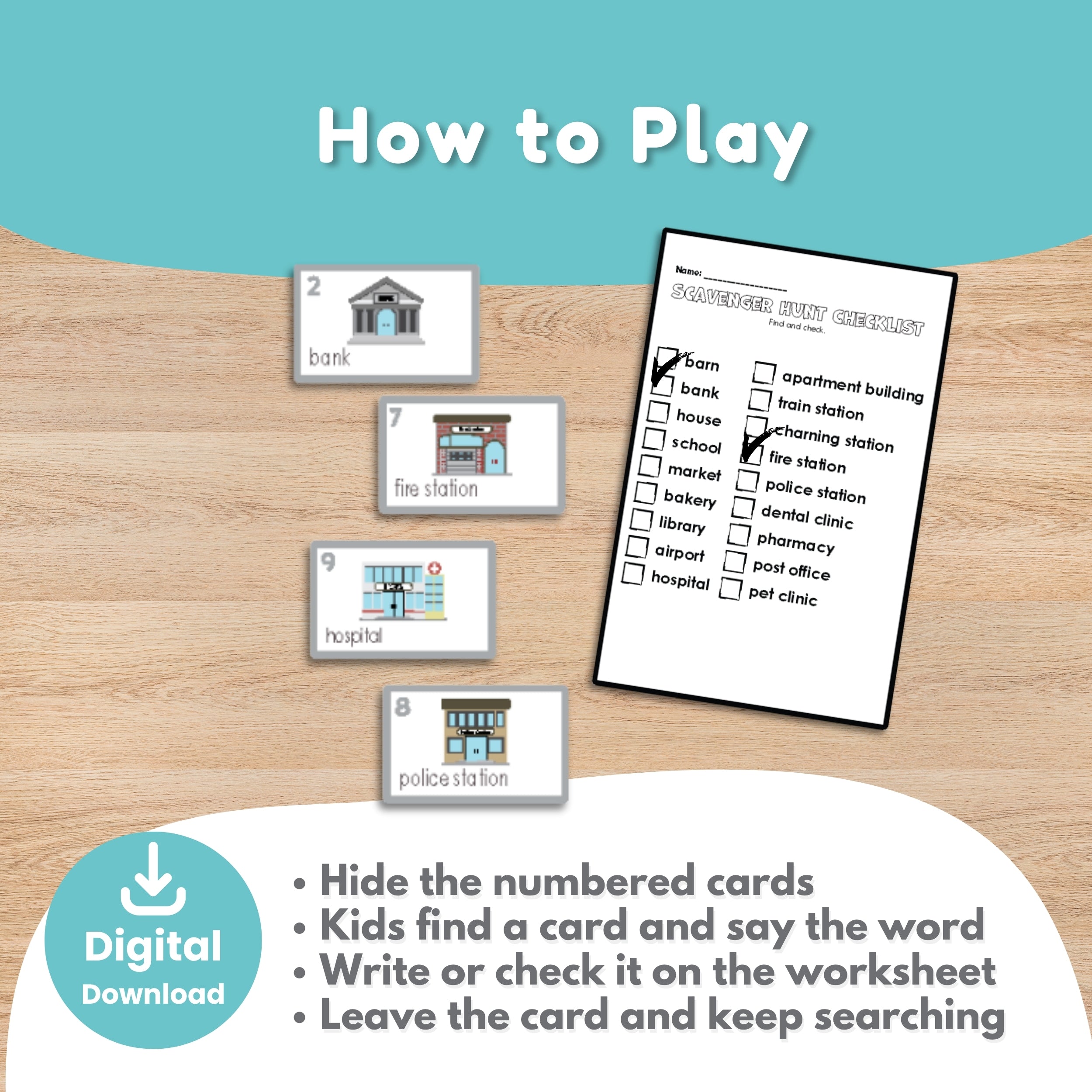 Preschool community vocabulary activity printable