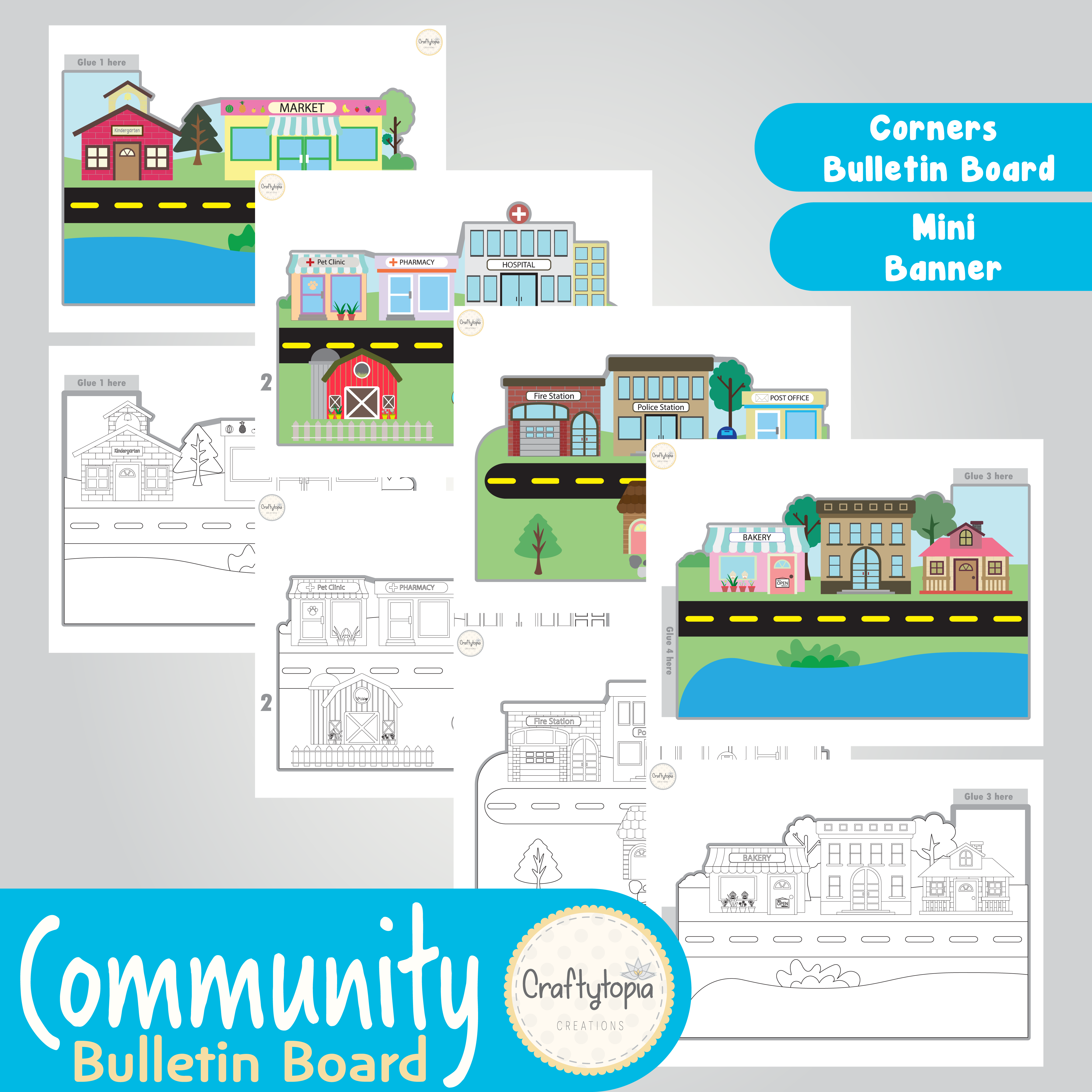 Printable Community Helpers Bulletin Board for coloring