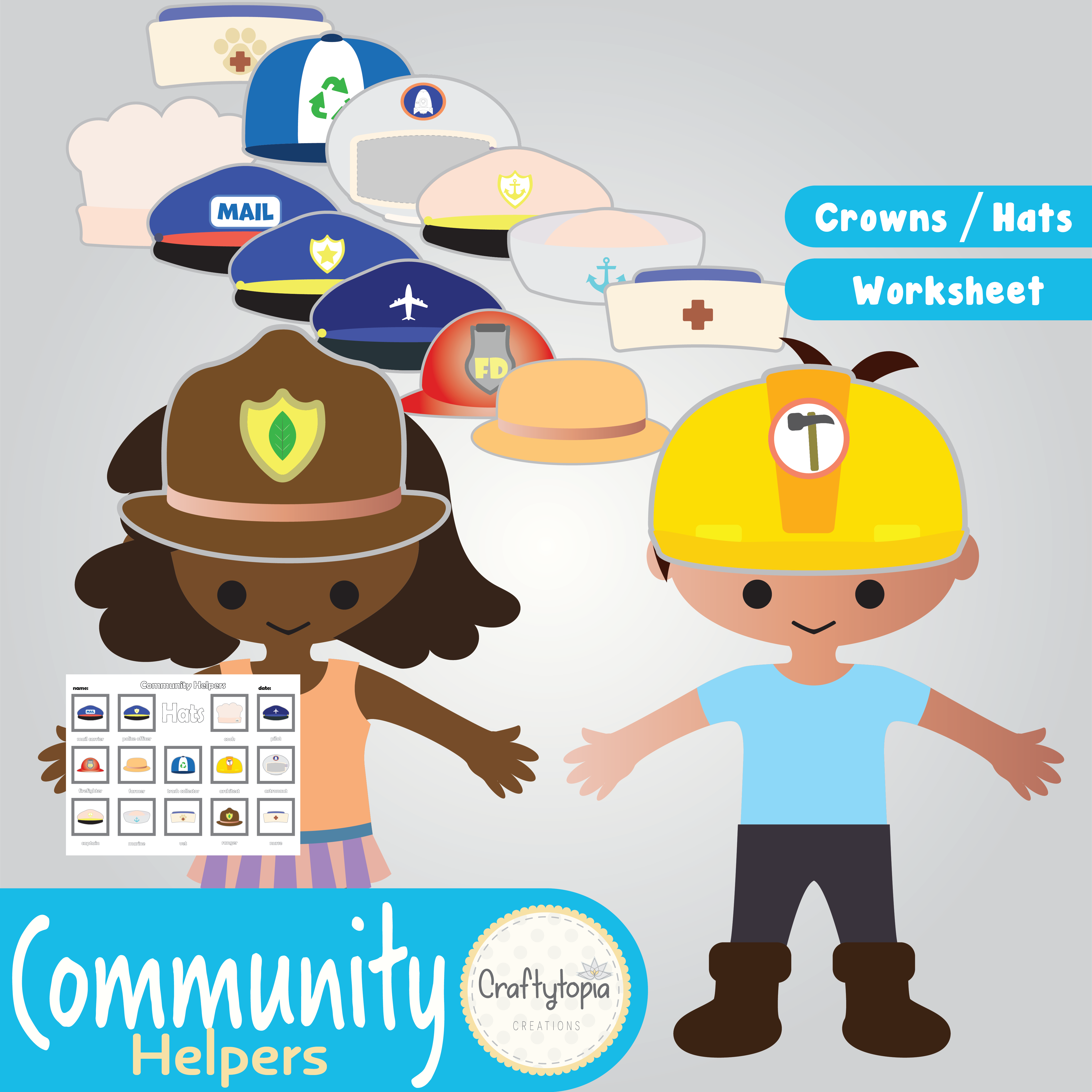 Printable Community Helpers Crowns and Hats Kids Activity