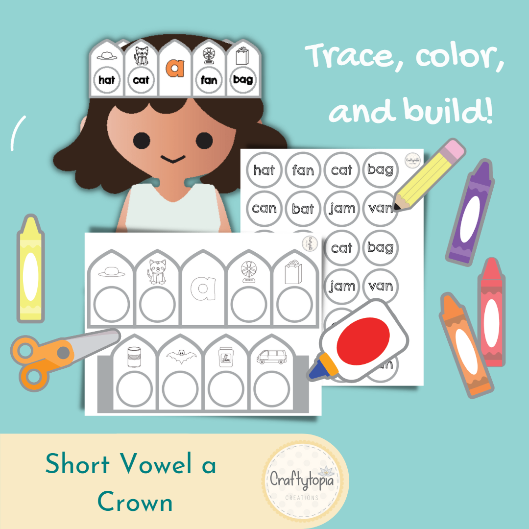 Printable Short a Crown Kids Activity for coloring
