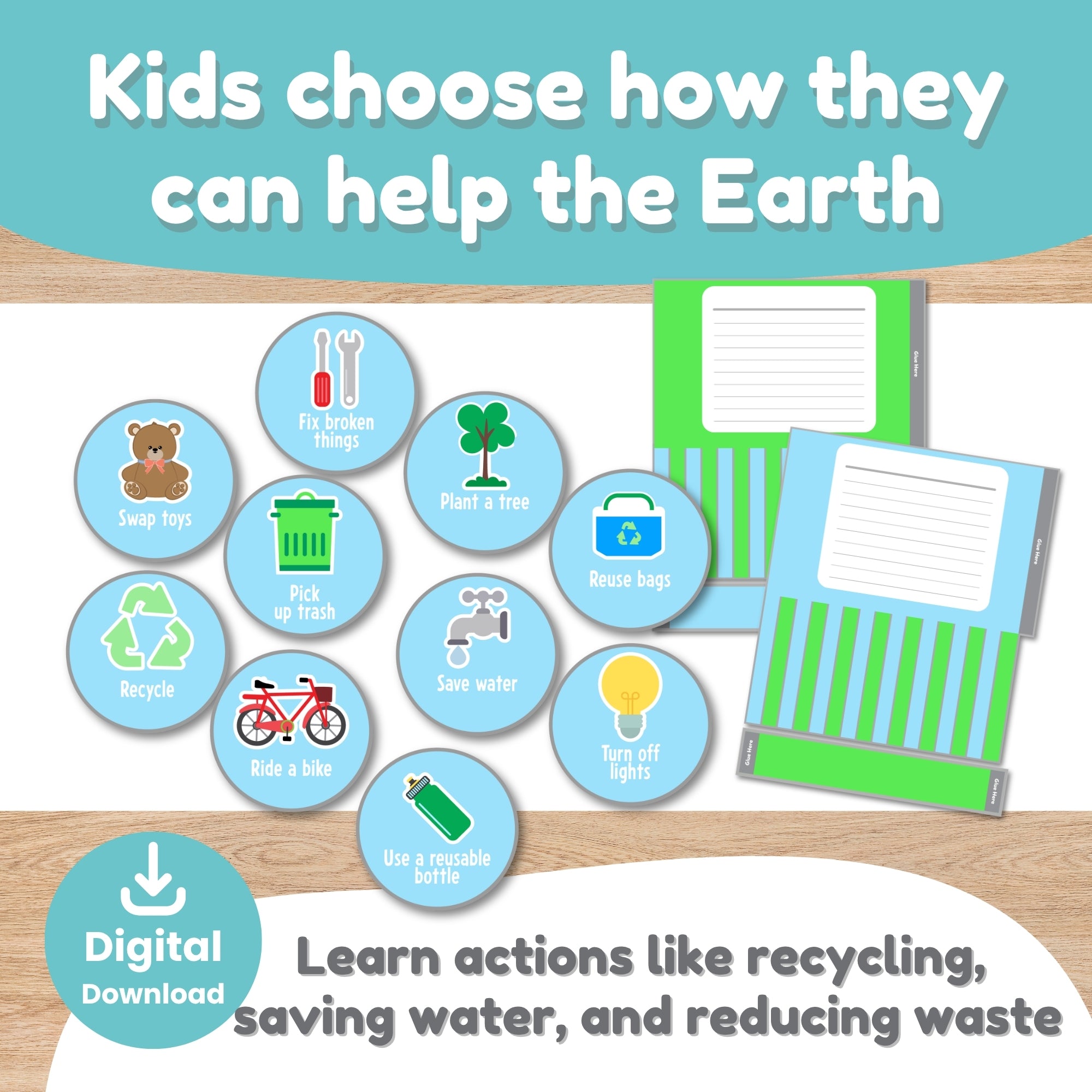 Printable Earth Day windsock craft color version for kids