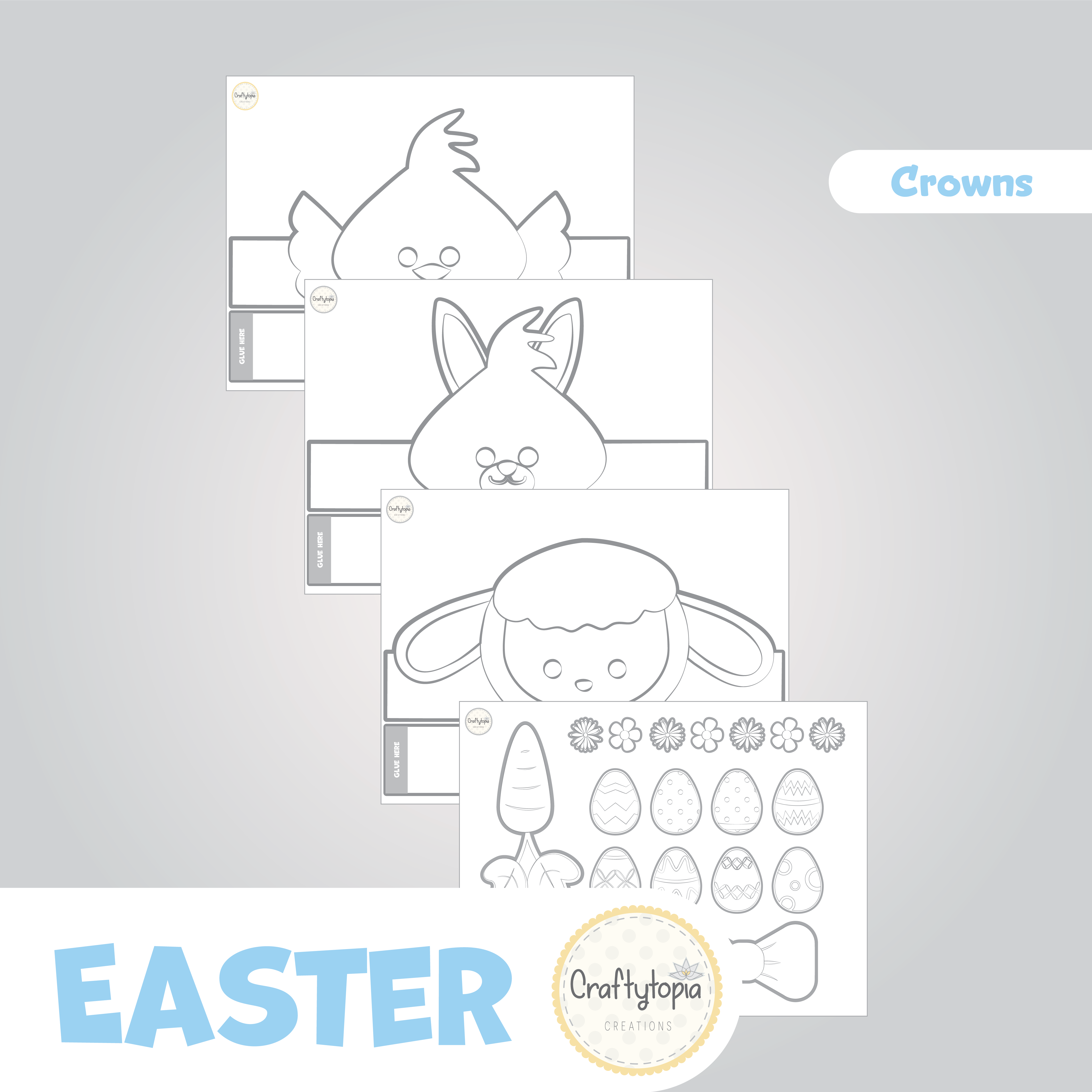 Printable Easter Crowns Kids Activity for coloring