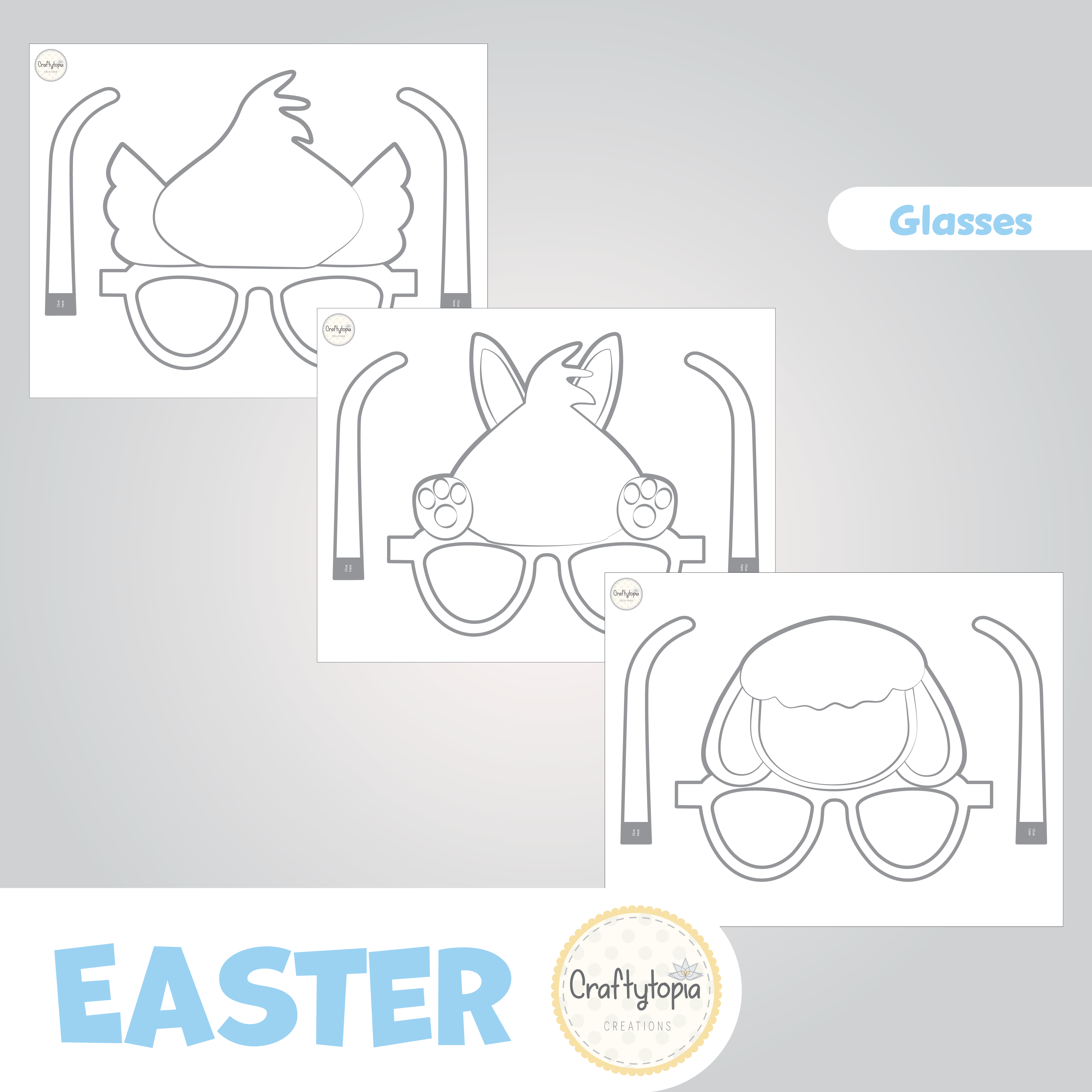 Printable Easter Animal Glasses Kids Activity for coloring