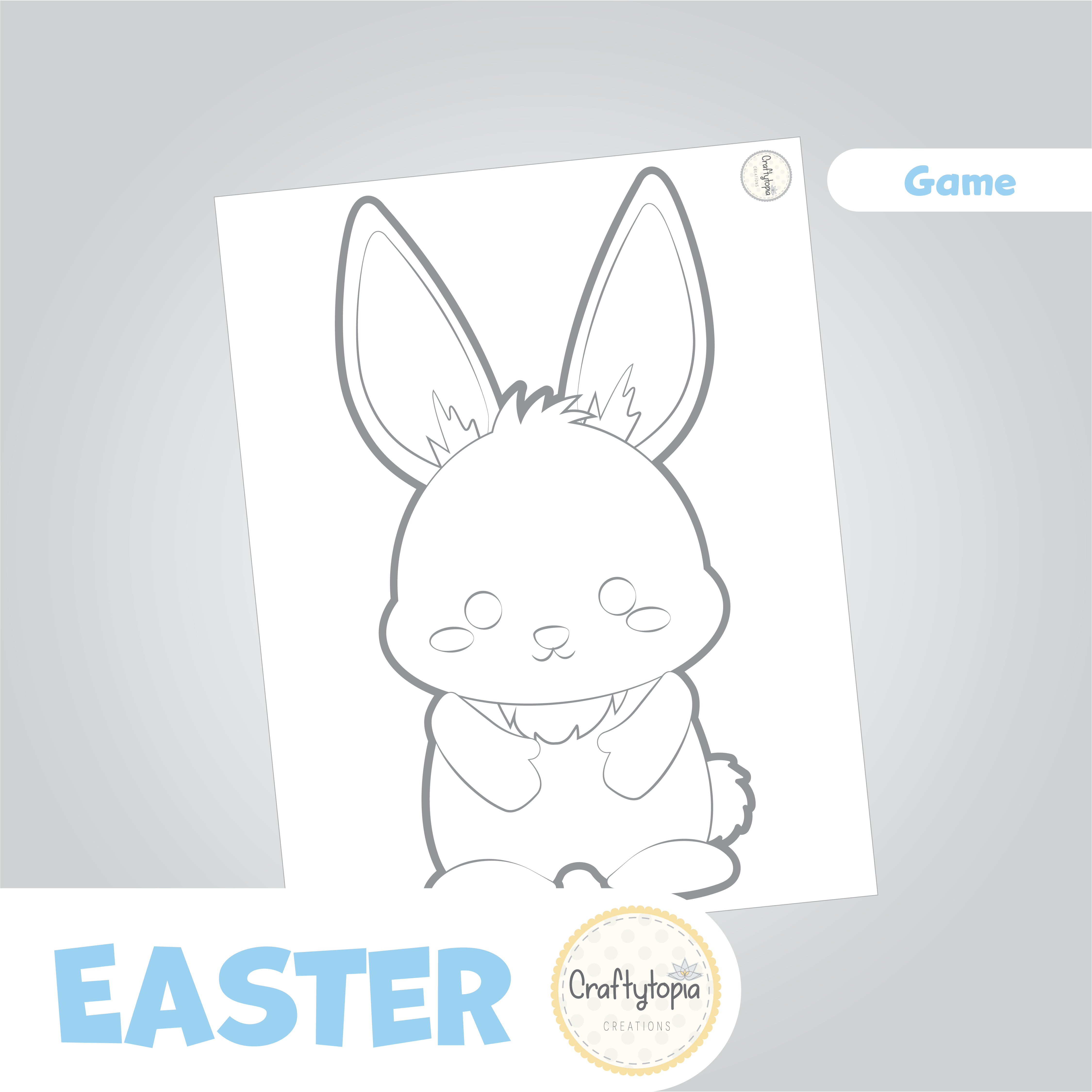 Printable Easter Bunny Pin the Eggs and Carrots Game for coloring