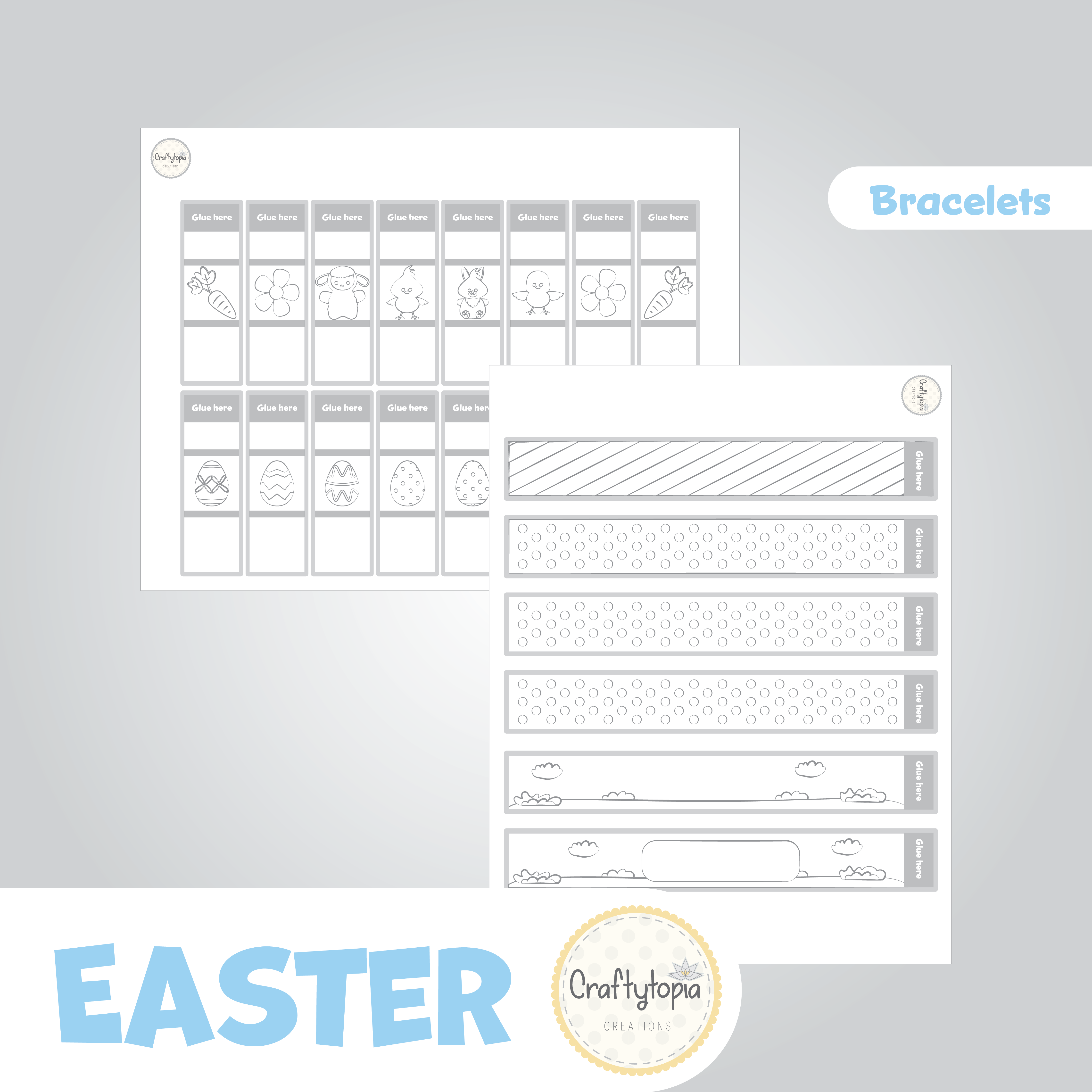 Printable Easter Bracelets Kids Activity for coloring