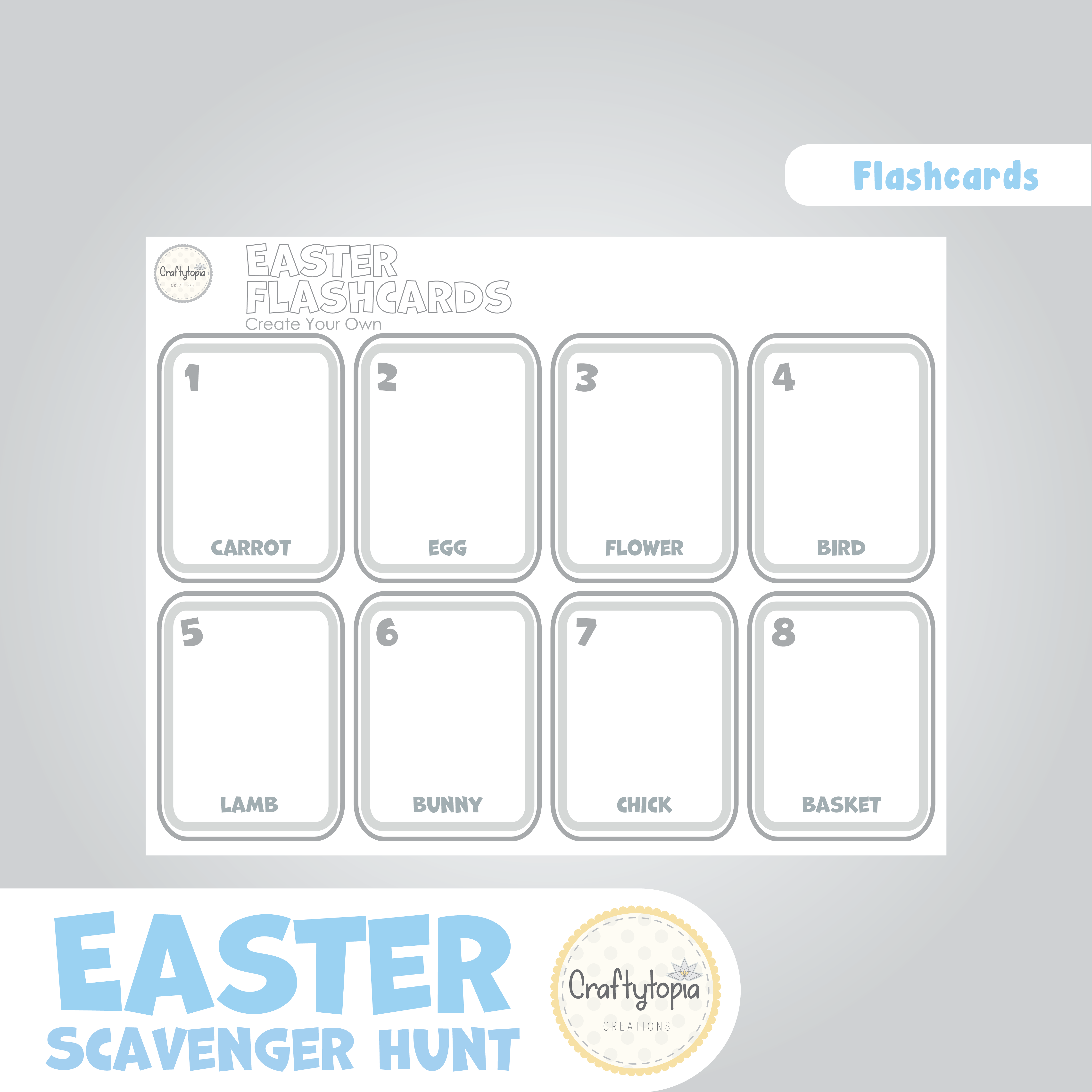 Printable Easter Flashcards and Scavenger Hunt Kids Activity templates